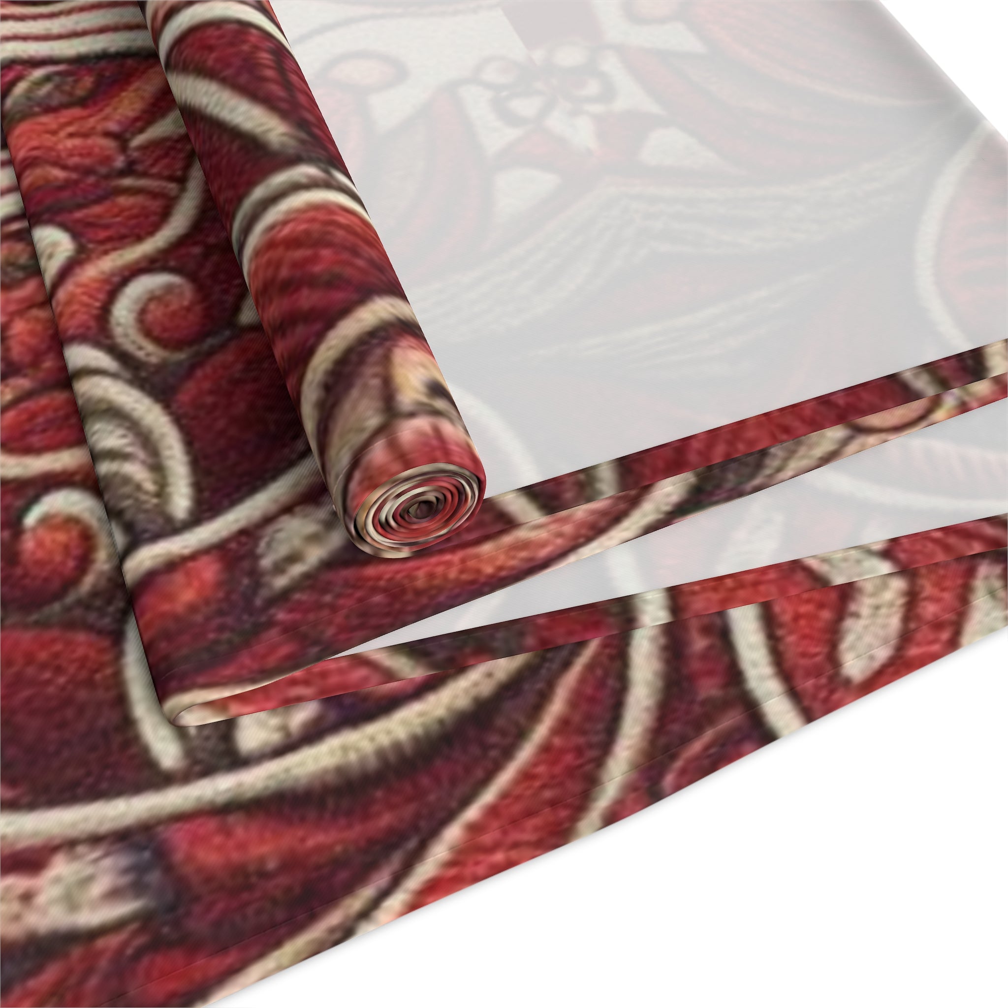 Burgundy Paisley Floral Pattern Table Runner