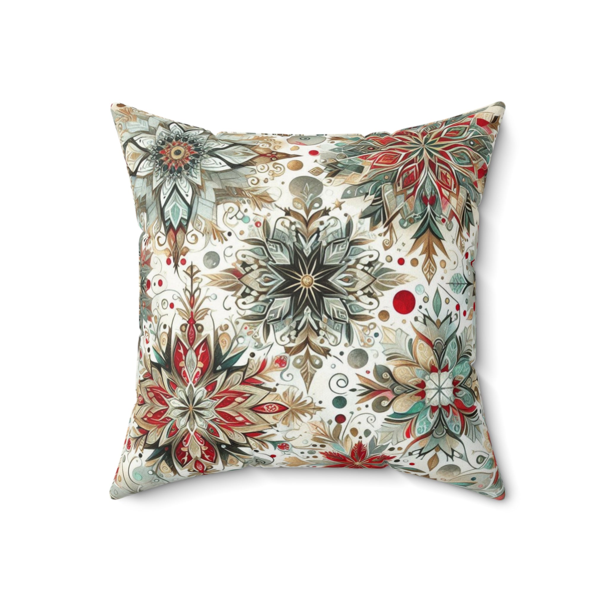 Decorative pillow with a floral pattern on a white background