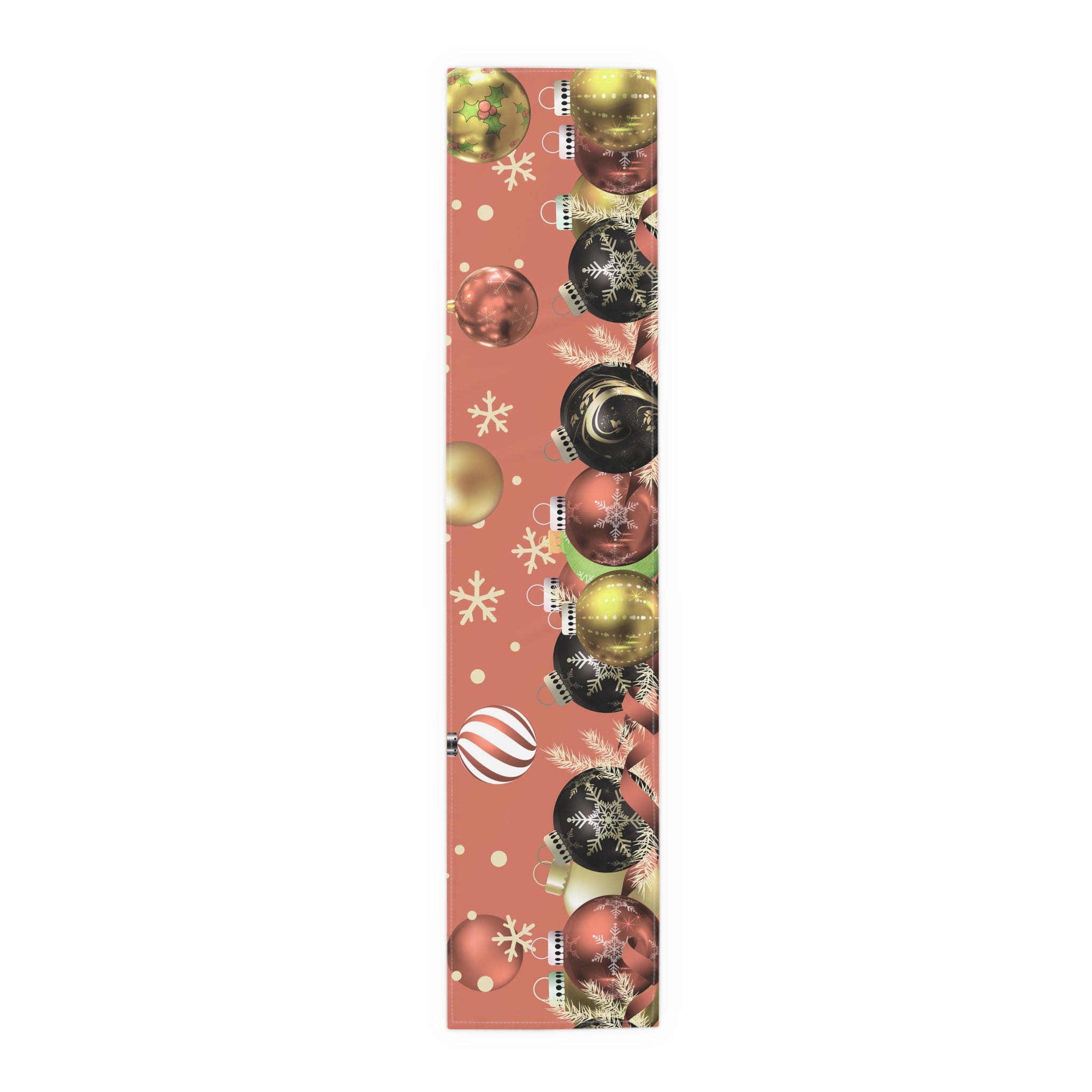 Decorative paper roll with Christmas ball pattern on a white background