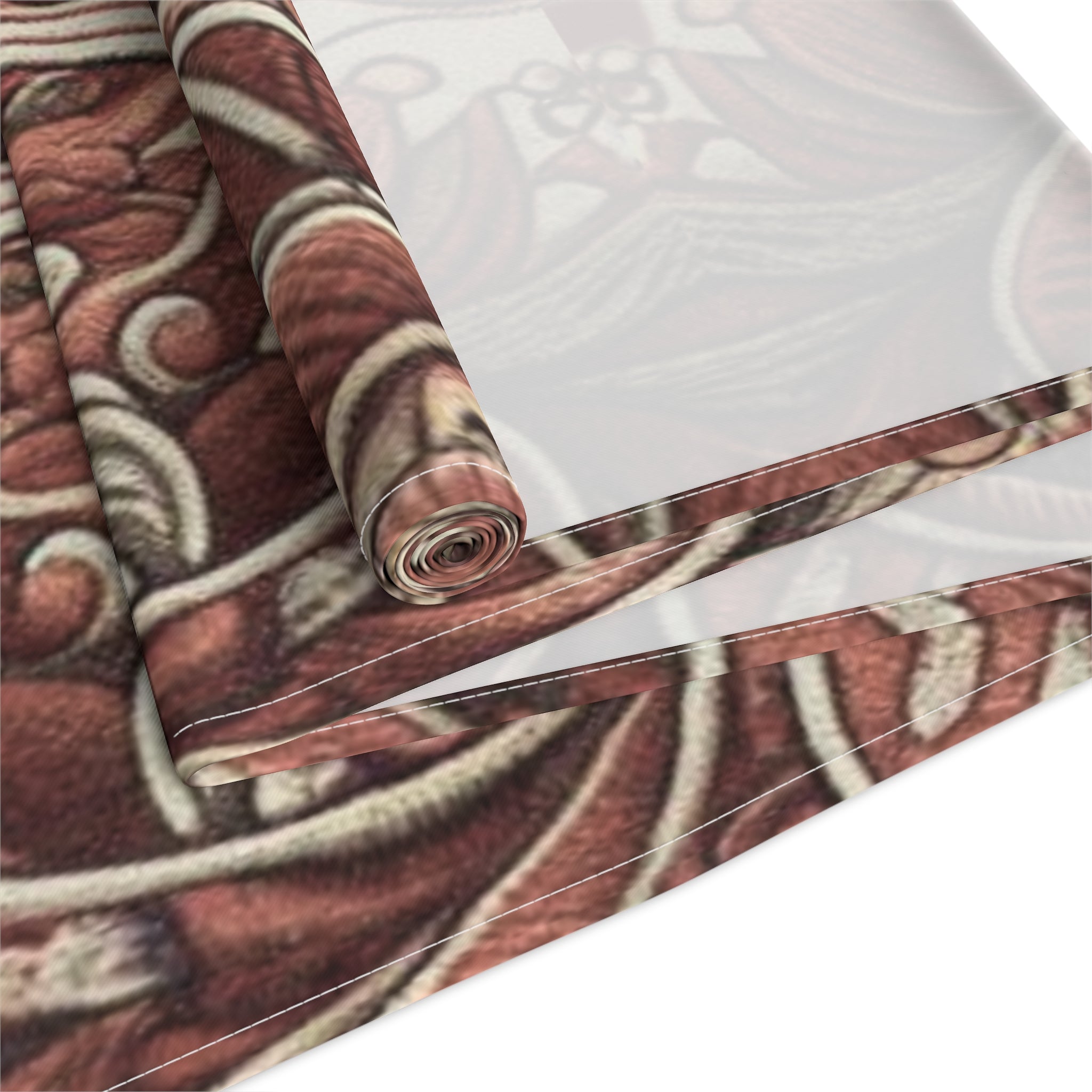 Burgundy Paisley Floral Pattern Table Runner