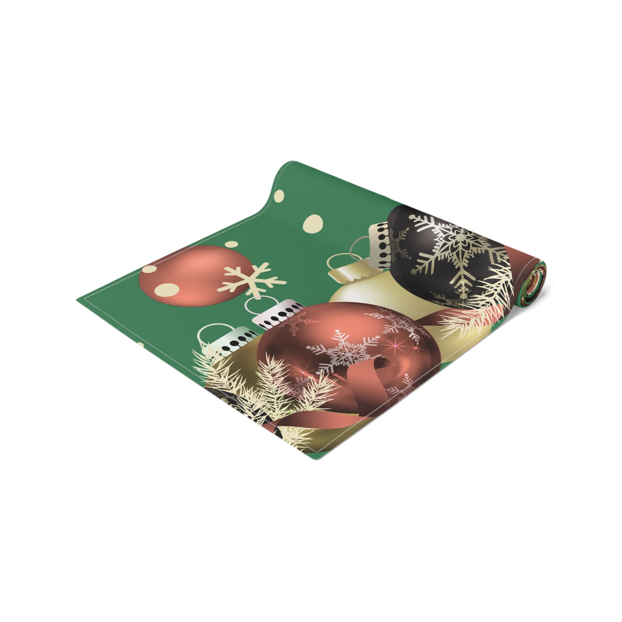 Christmas Ornaments Green Table Runner