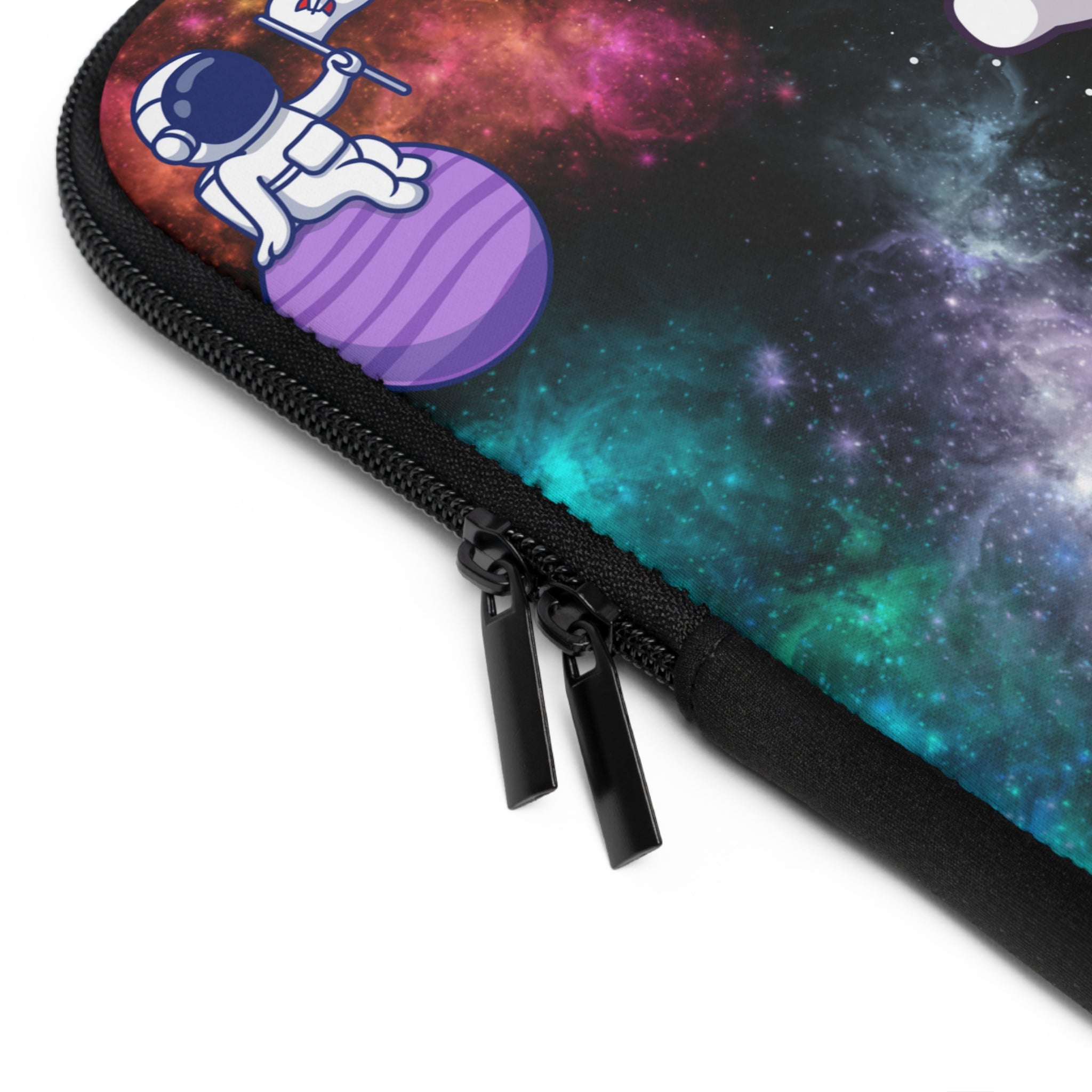 Space-themed pouch with an astronaut design on a white background