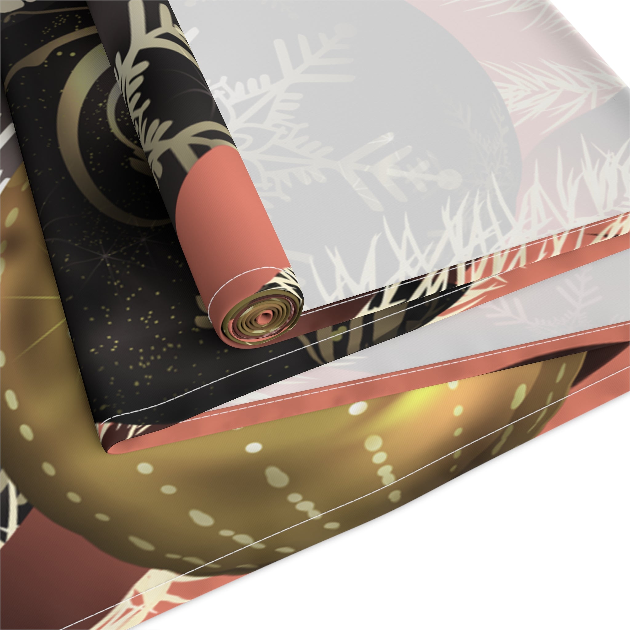 Christmas Ornaments Red Table Runner