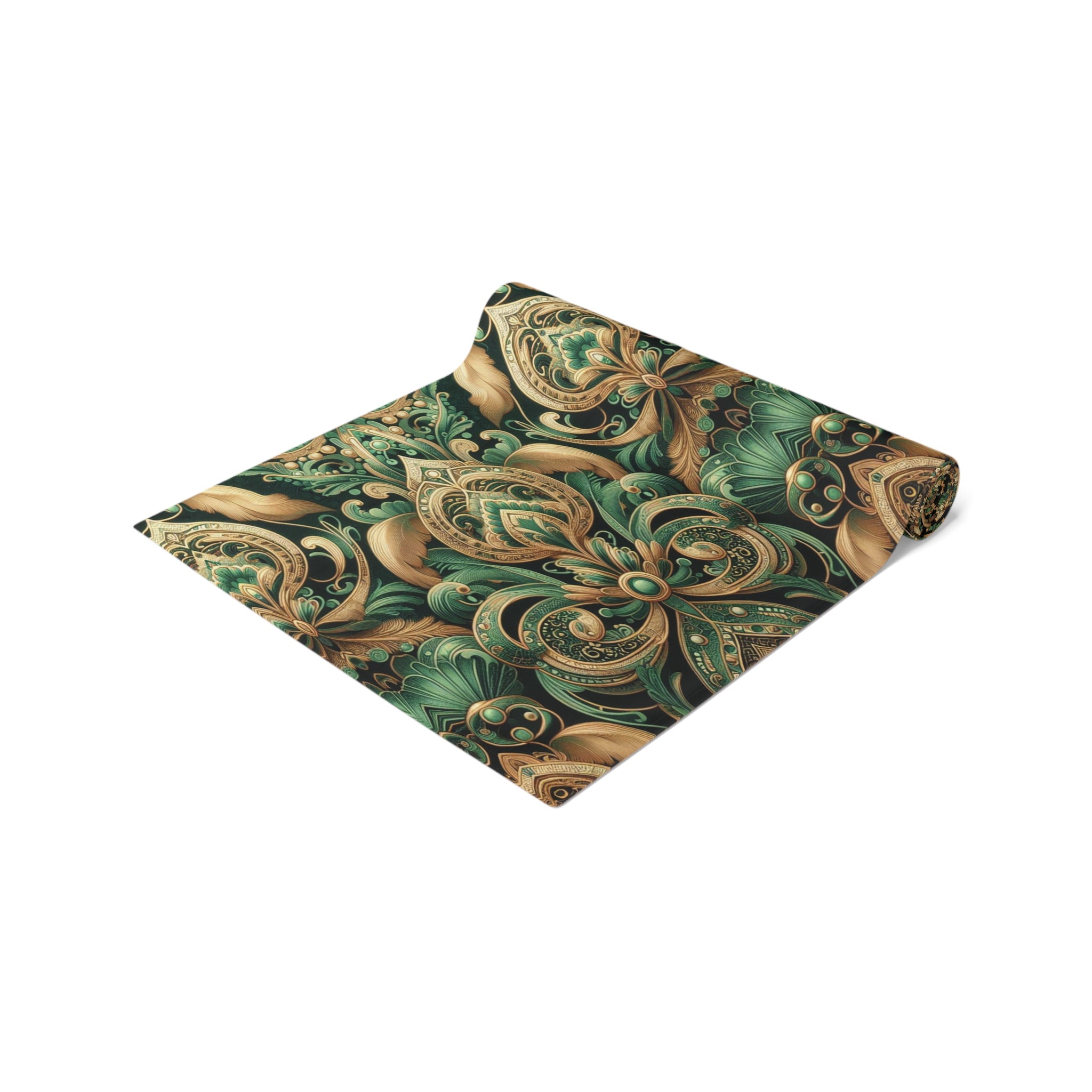 Elaborate Emerald Floral Table Runner