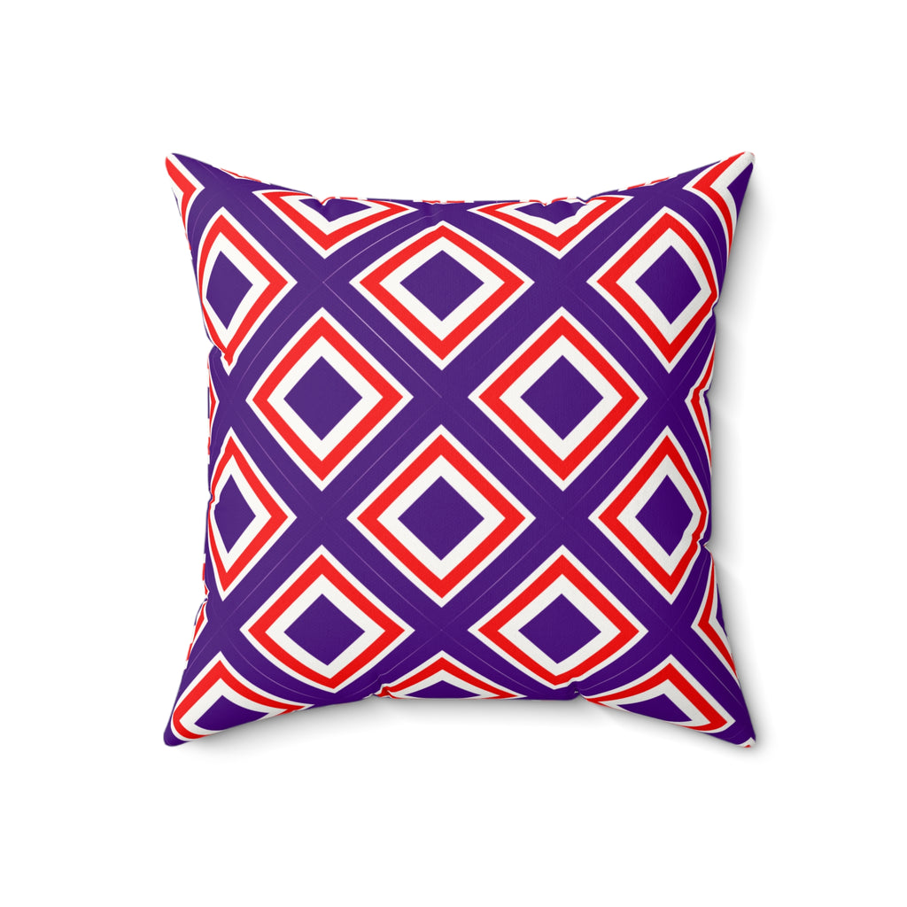 Decorative pillow with geometric pattern on a white background