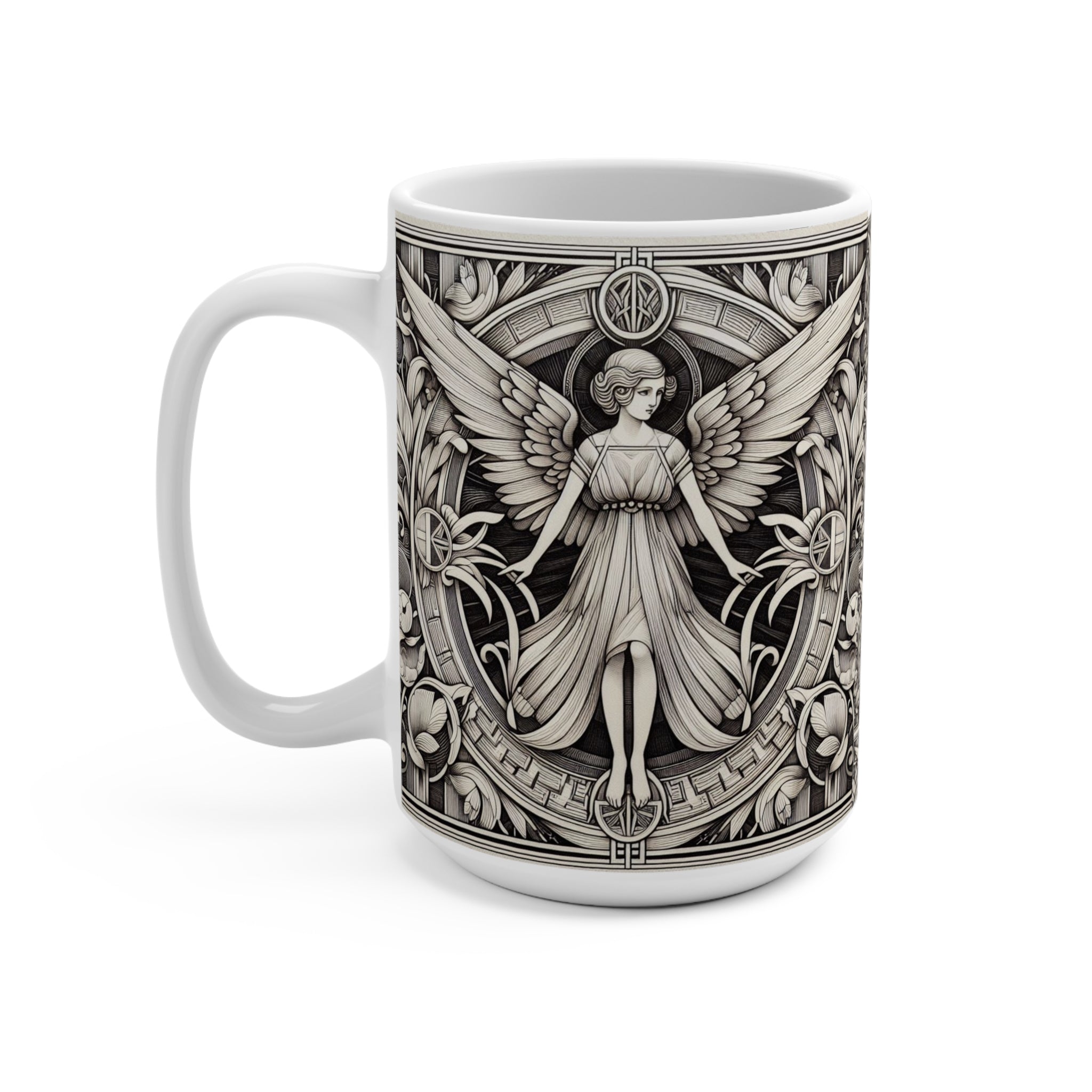 Mug with angel design on a white background