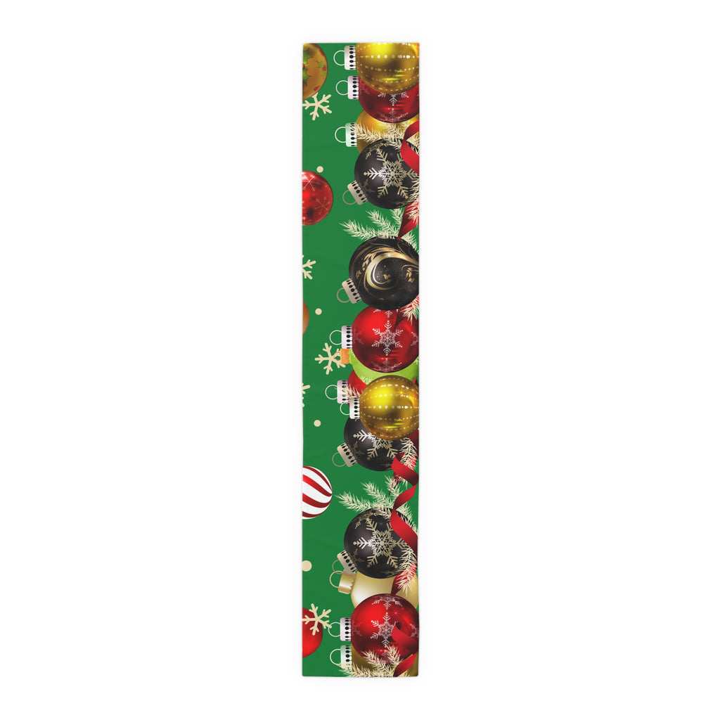 Christmas Ornaments Green Table Runner