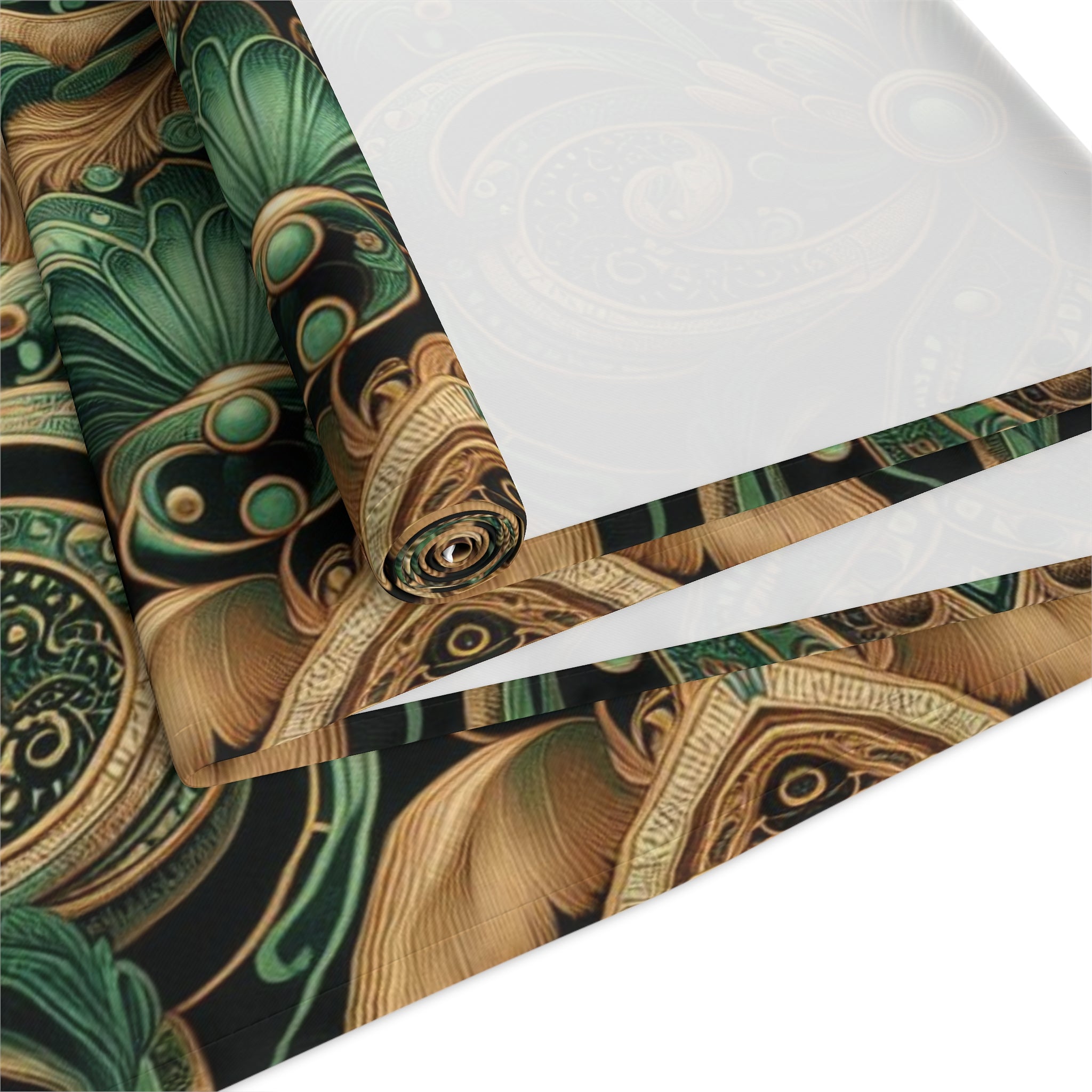 Elaborate Emerald Floral Table Runner