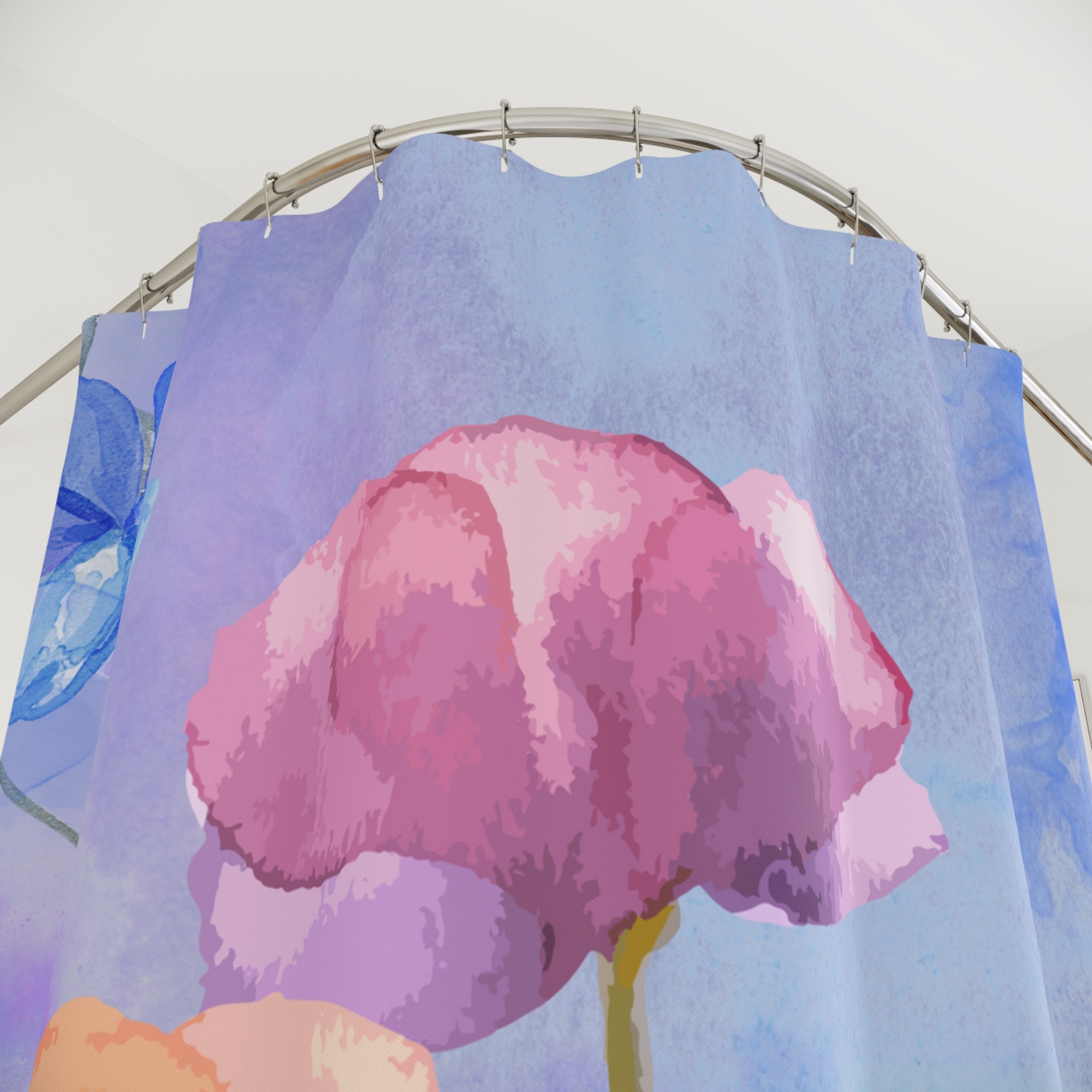 Misty Watercolored Blue Shower Curtain
