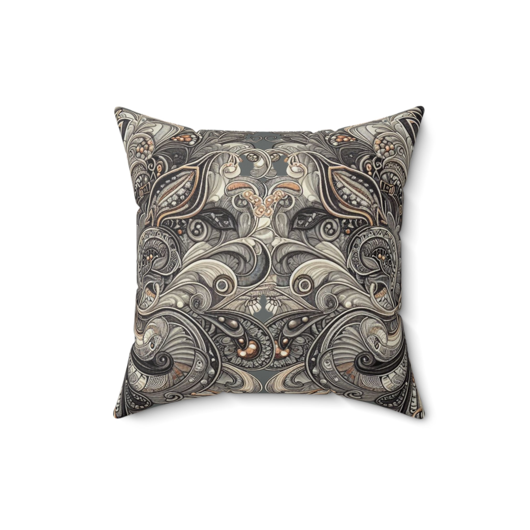 Art Deco Paisley Floral Faux Suede Accent Pillow