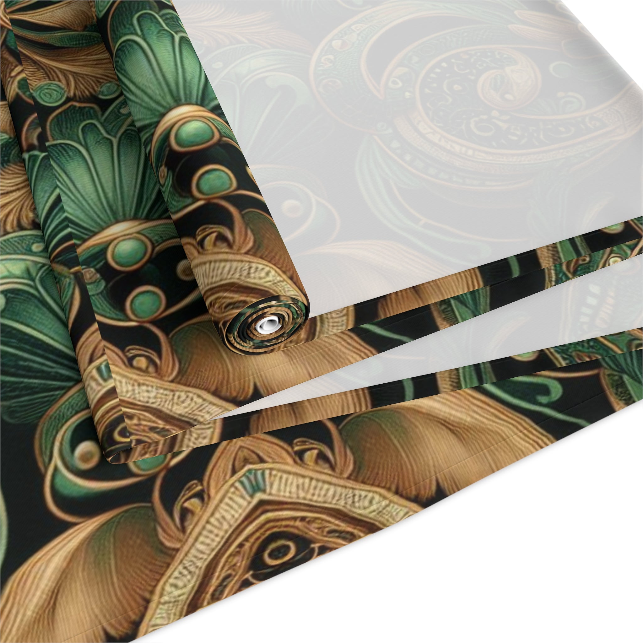 Elaborate Emerald Floral Table Runner