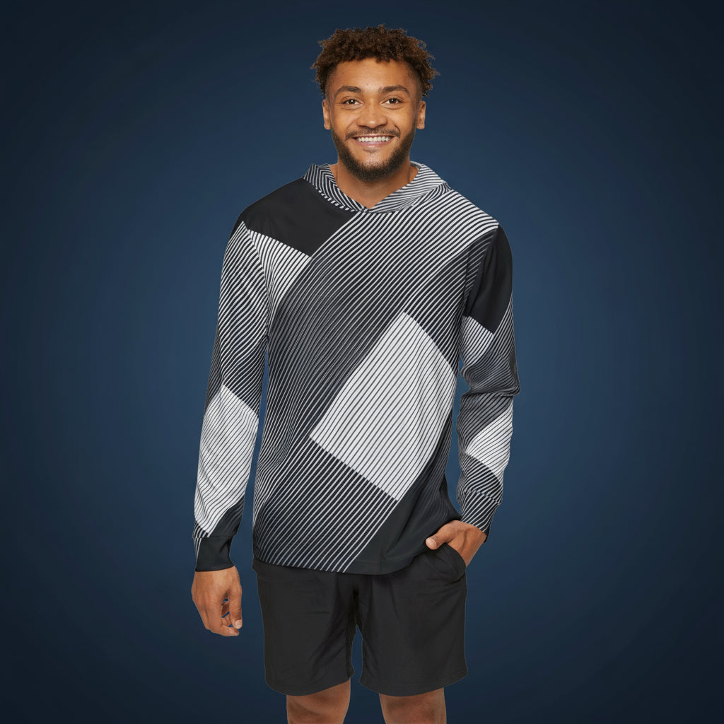 Men's Charcoal Linear Sports Fashion Hoodie