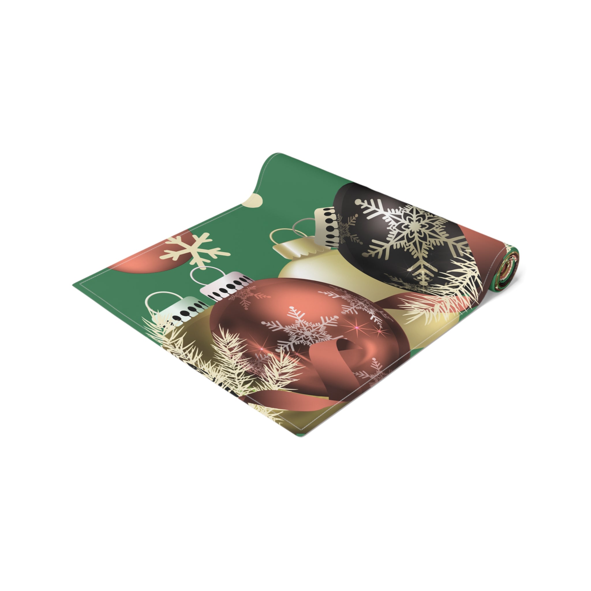 Christmas Ornaments Green Table Runner