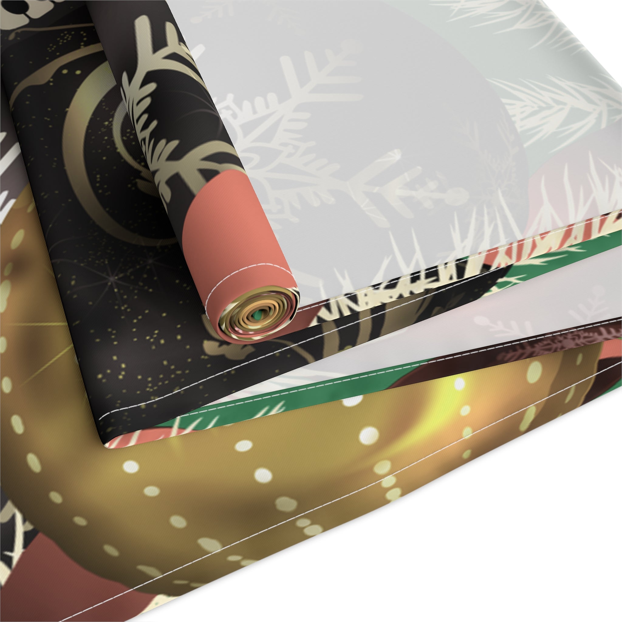 Christmas Ornaments Green Table Runner