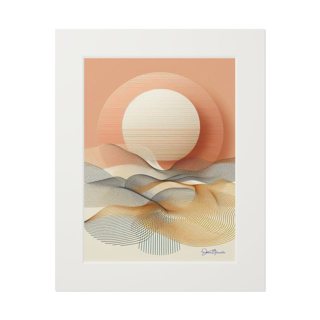 Abstract art print with geometric shapes on a white background