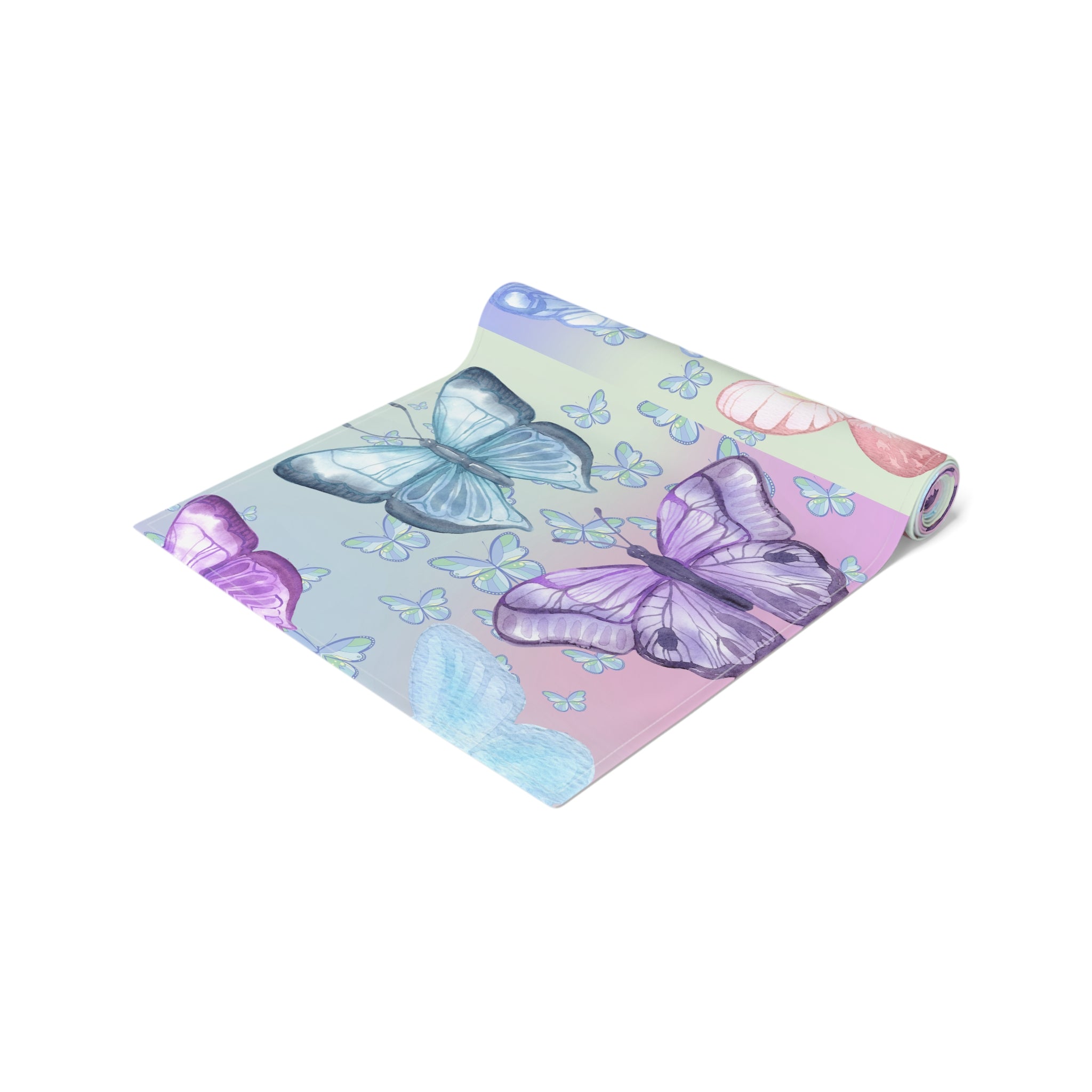 Roll of paper with butterfly design on a white background