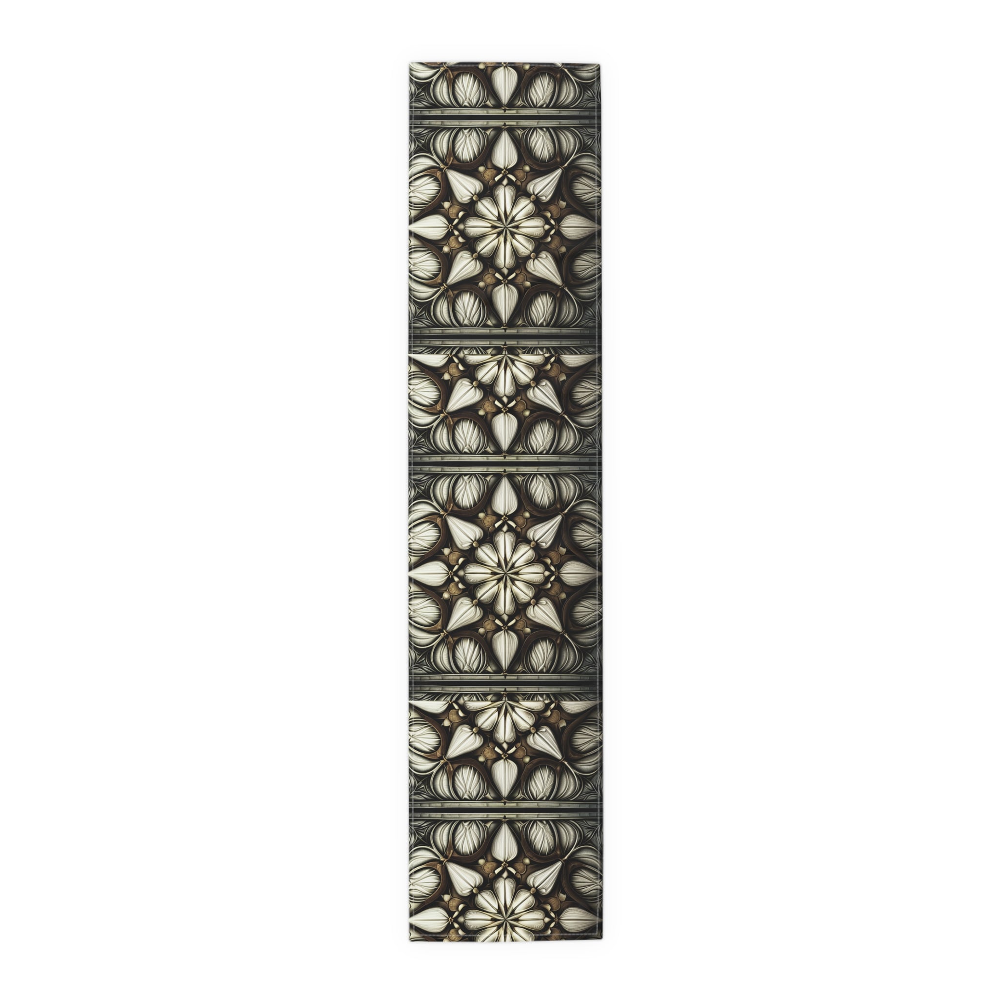Ivory Brown Art Deco Pattern Table Runner