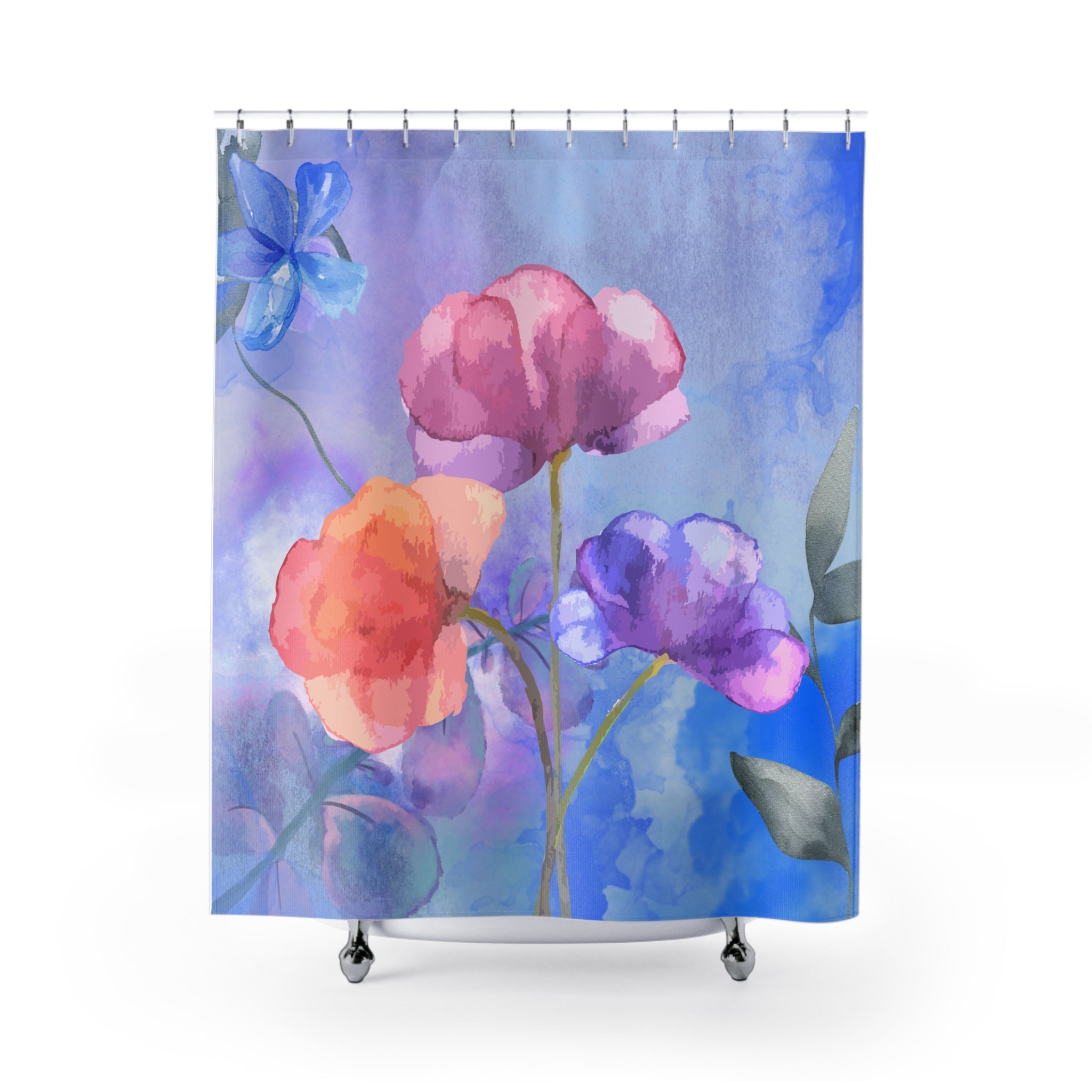 Misty Watercolored Blue Shower Curtain
