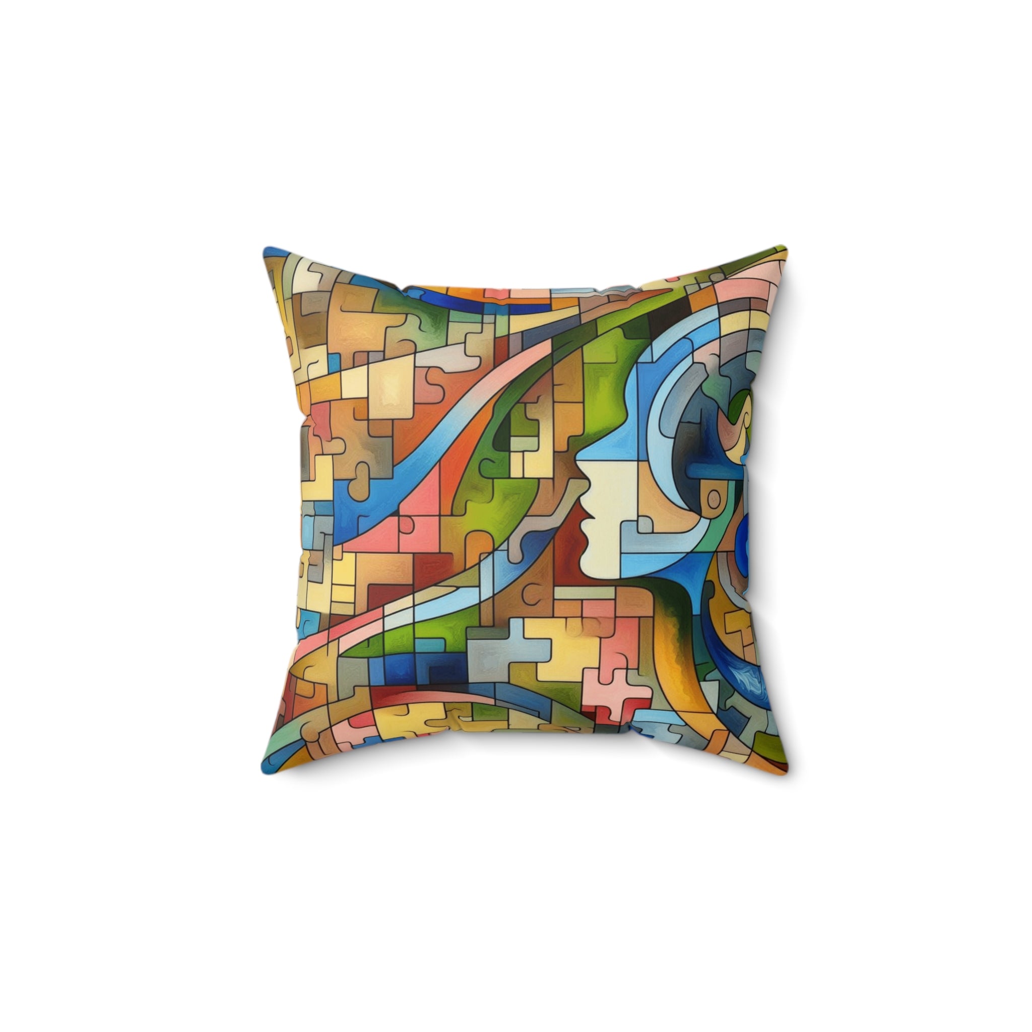 Colorful Art Deco Faux Suede Accent Pillow