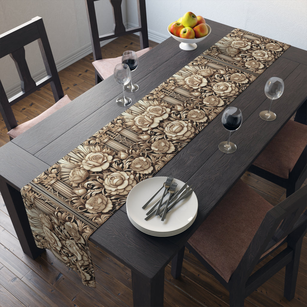 Timeless Sepia Floral Table Runner