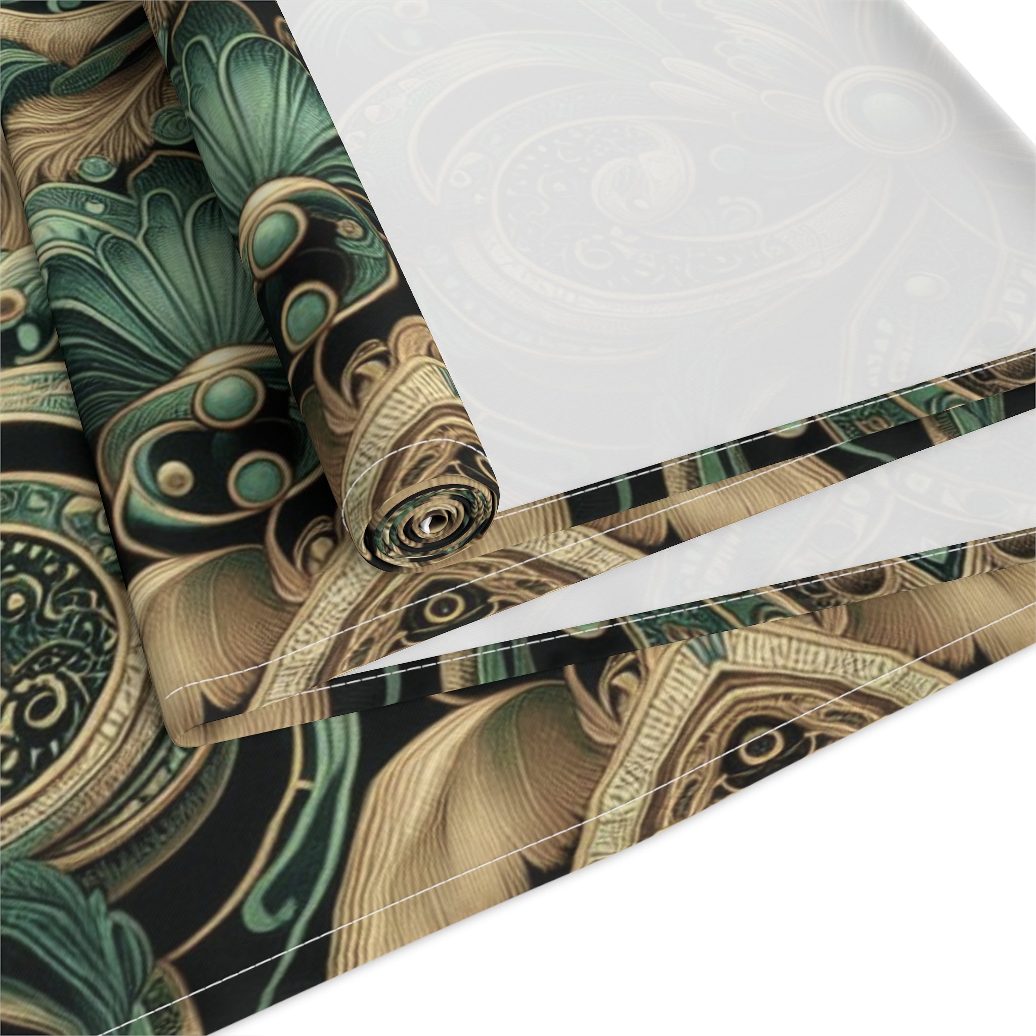 Elaborate Emerald Floral Table Runner