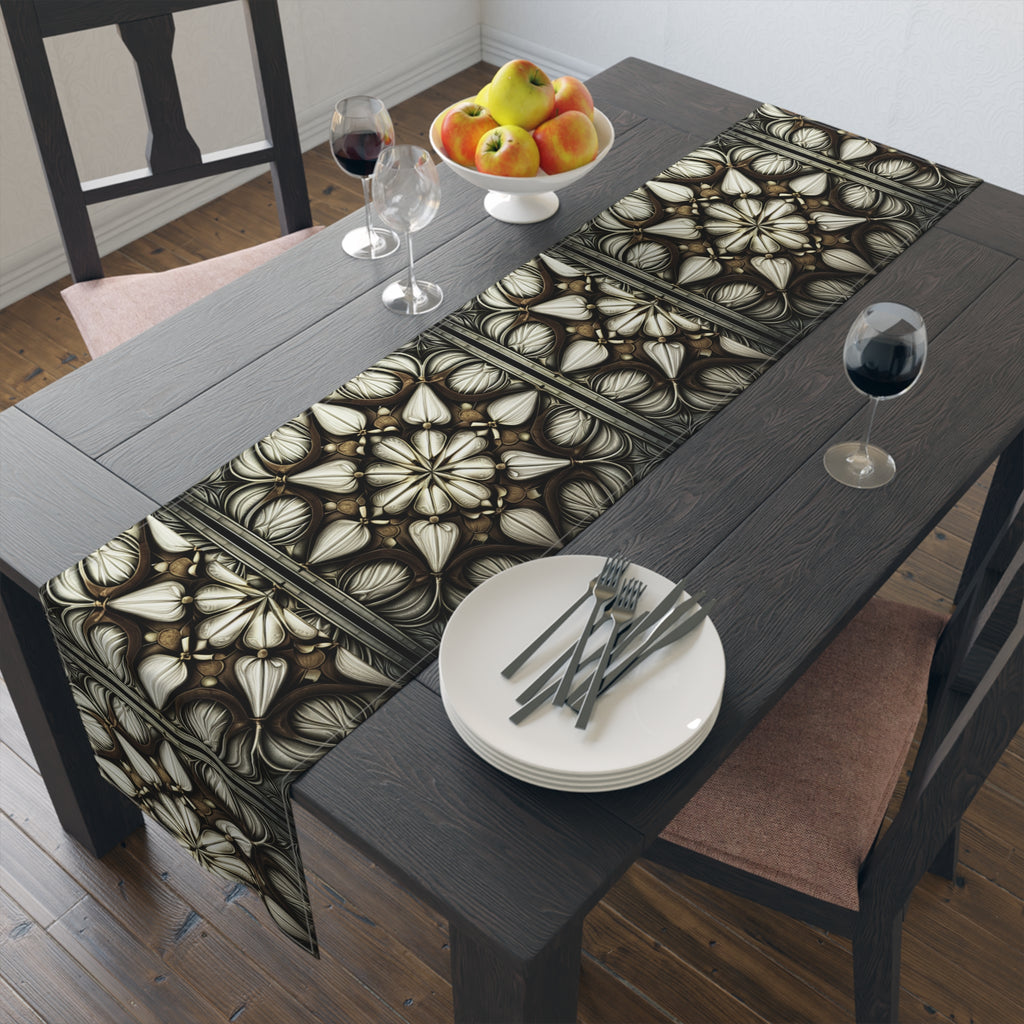 Ivory Brown Art Deco Pattern Table Runner