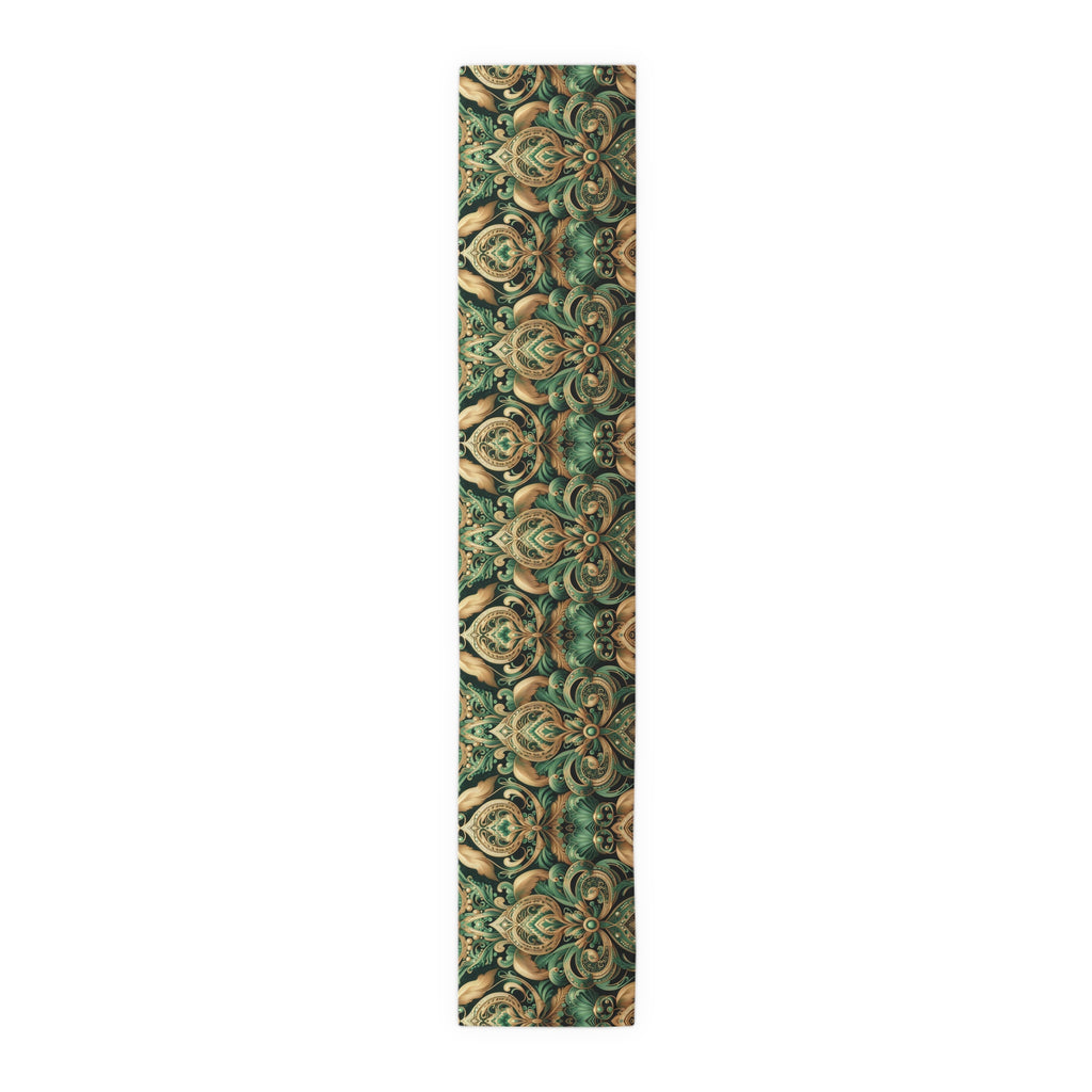 Elaborate Emerald Floral Table Runner