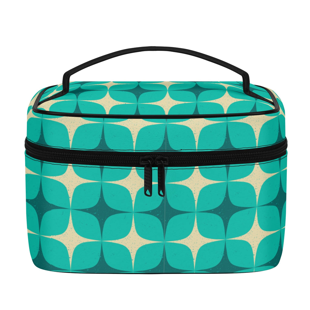 Elegant Retro Leather Cosmetic Case - Multi-Compartment Storage for Brushes & Accessories