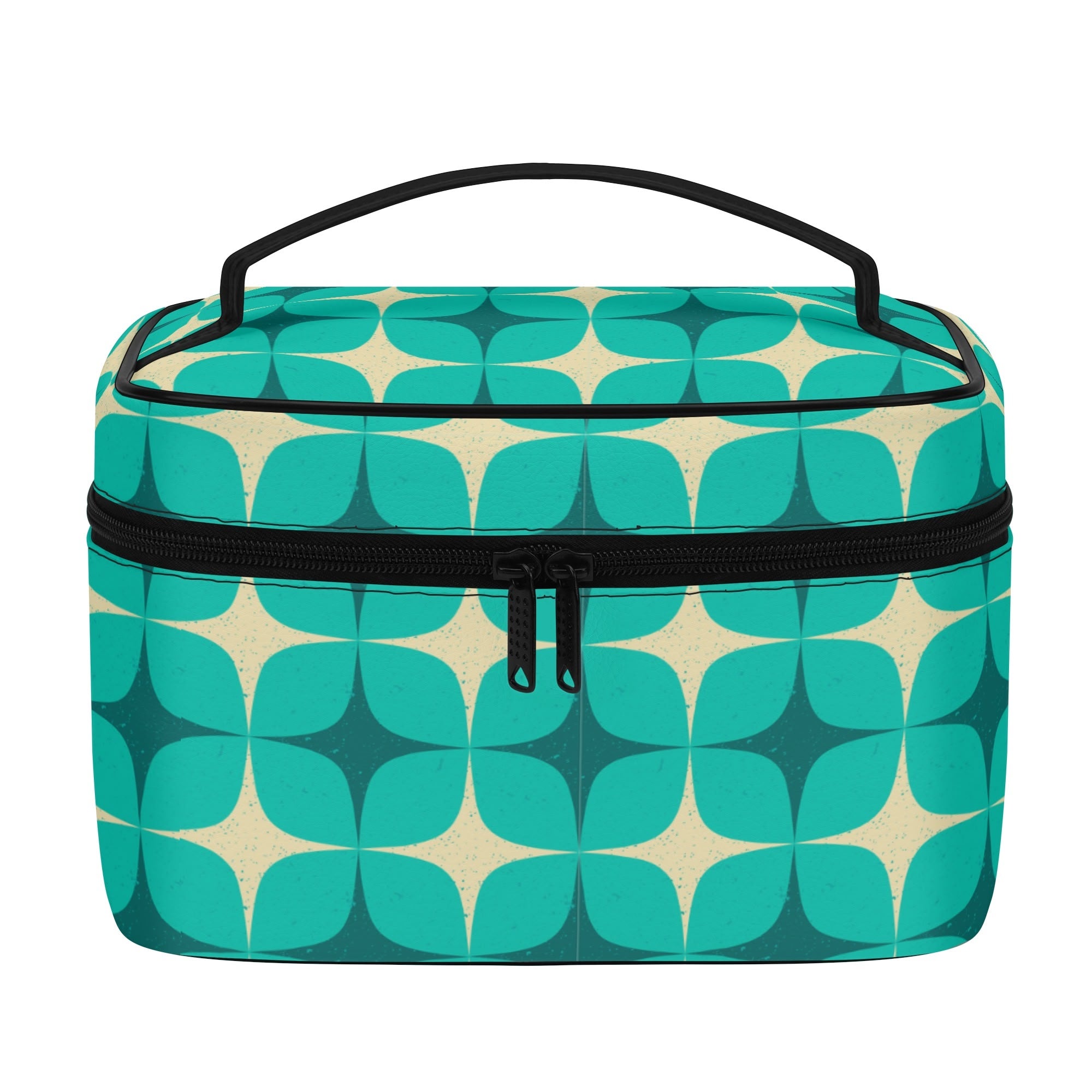 Elegant Retro Leather Cosmetic Case - Multi-Compartment Storage for Brushes & Accessories