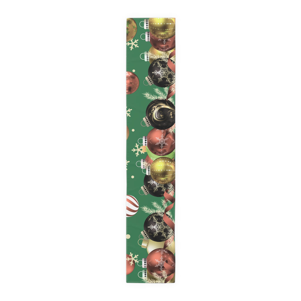 Christmas Ornaments Green Table Runner