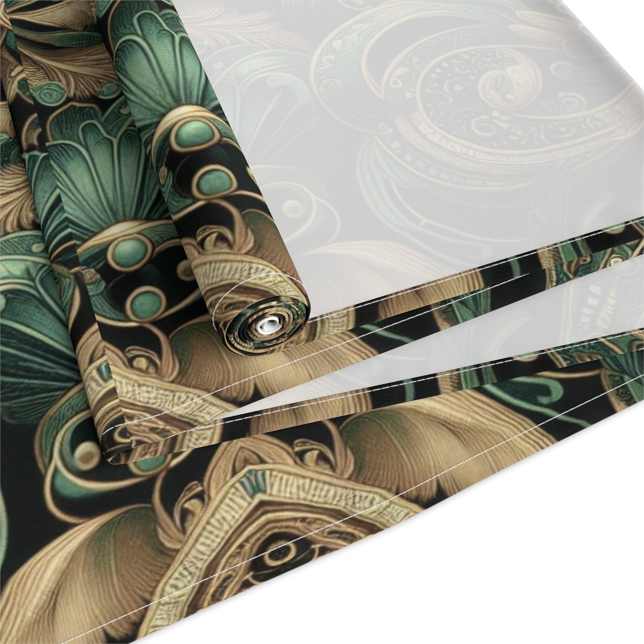 Elaborate Emerald Floral Table Runner