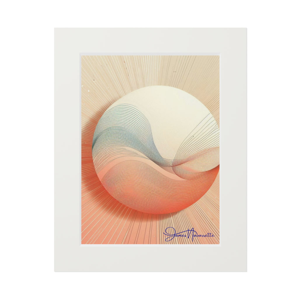 Abstract art print with a circular design in pastel colors on a white background