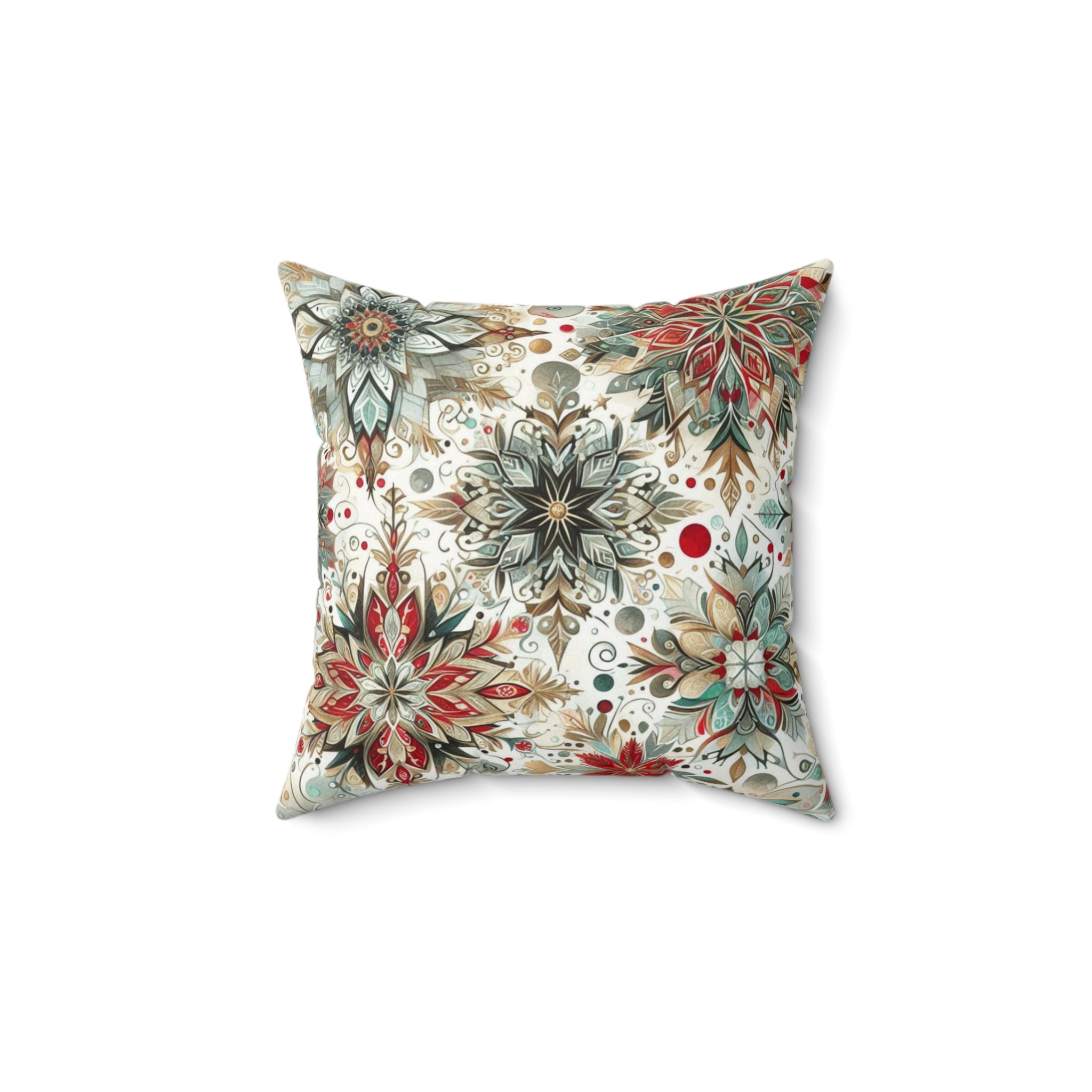 Decorative pillow with floral pattern on a white background