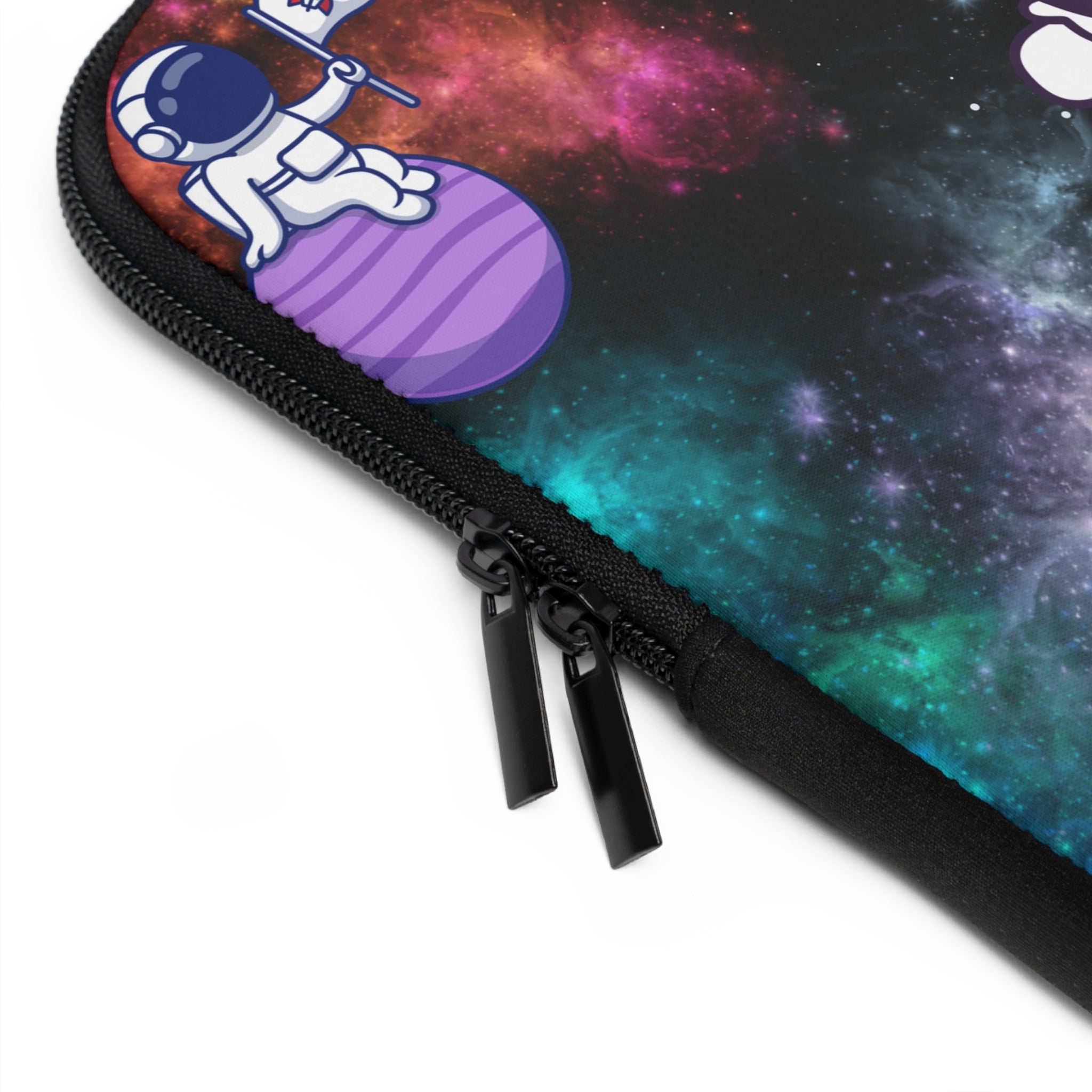 Space-themed pouch with an astronaut design on a white background