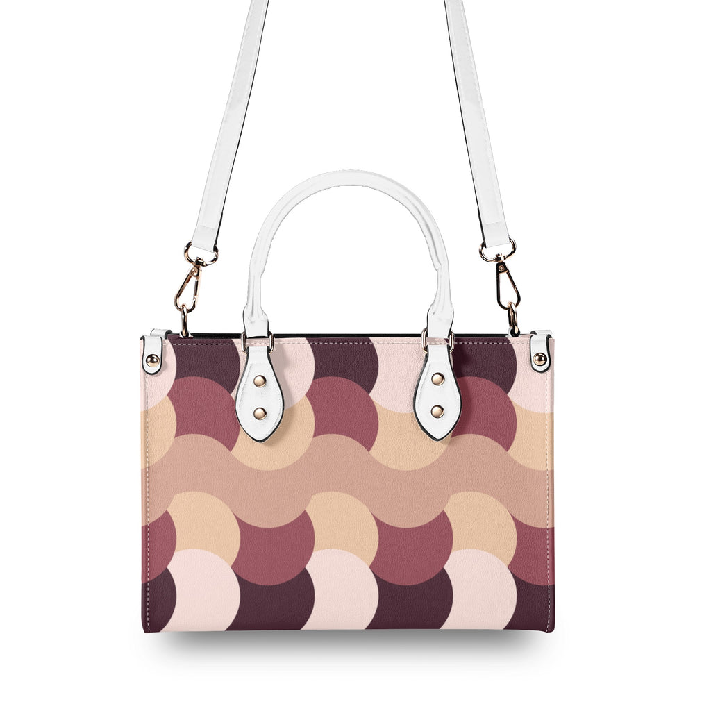 Handbag with a colorful pattern on a white background