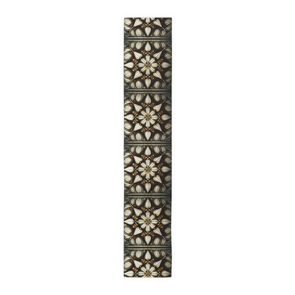 Ivory Brown Art Deco Pattern Table Runner