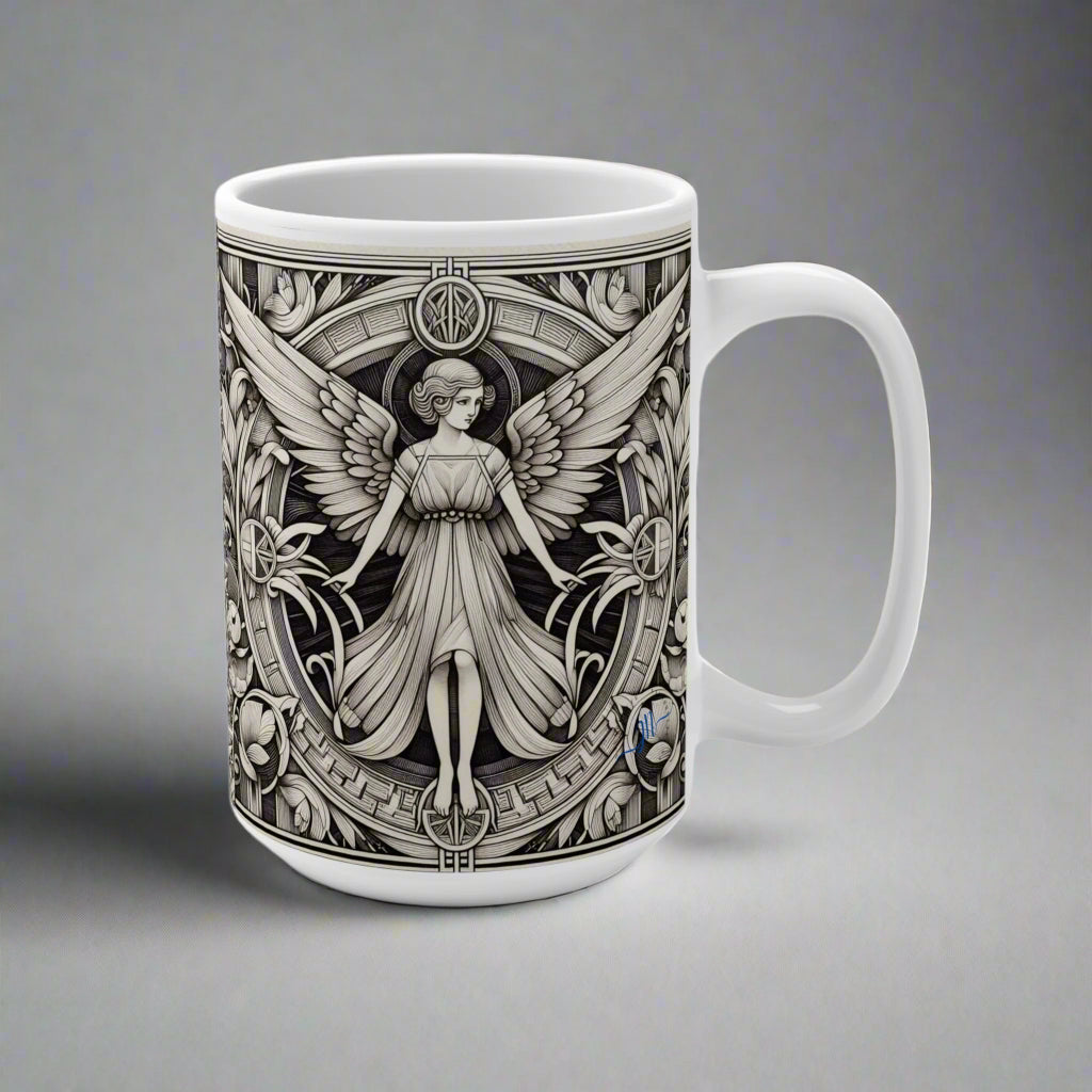 Mug with angel design on a white background