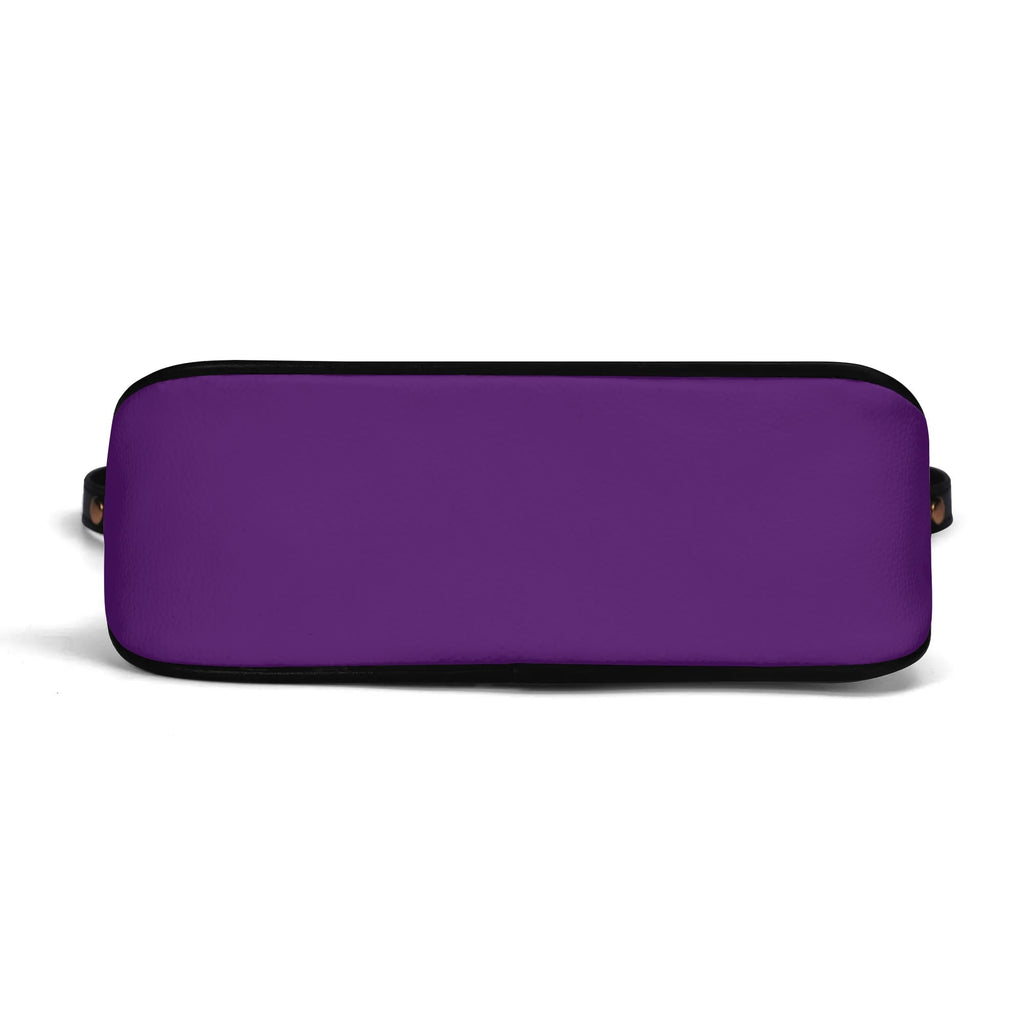 Purple rectangular pouch with black border on a white background