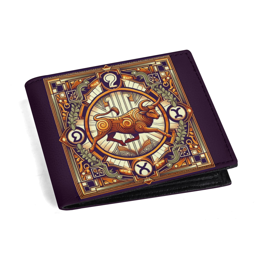 Decorative wallet with zodiac design on a white background