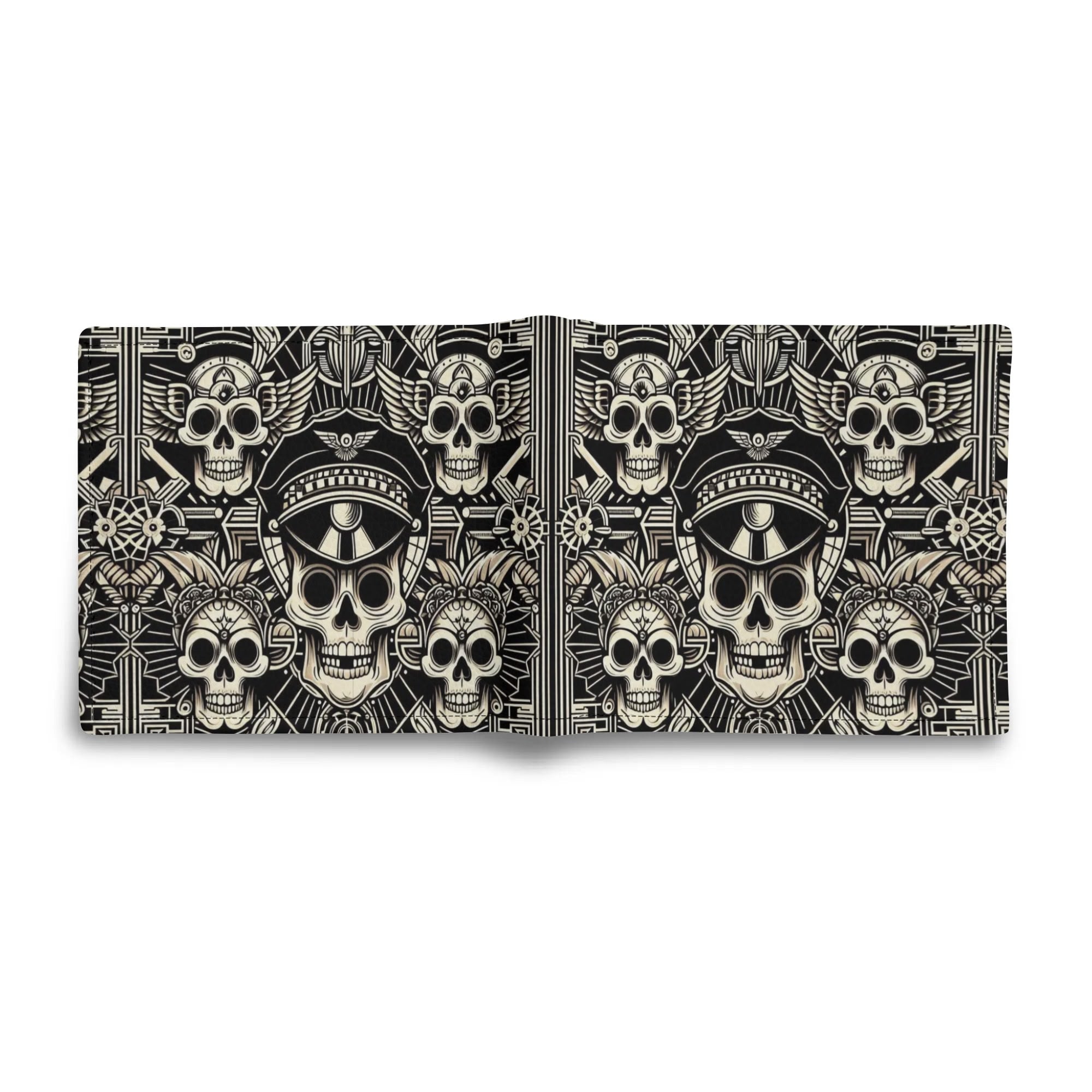 Skull patterned wallet on a white background