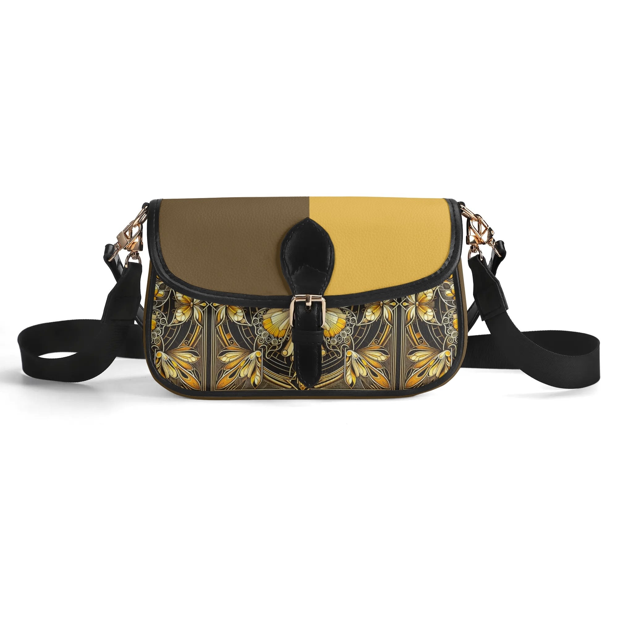 Women's Leather Golden Cocoa Butterfly Chain Crossbody Handbag