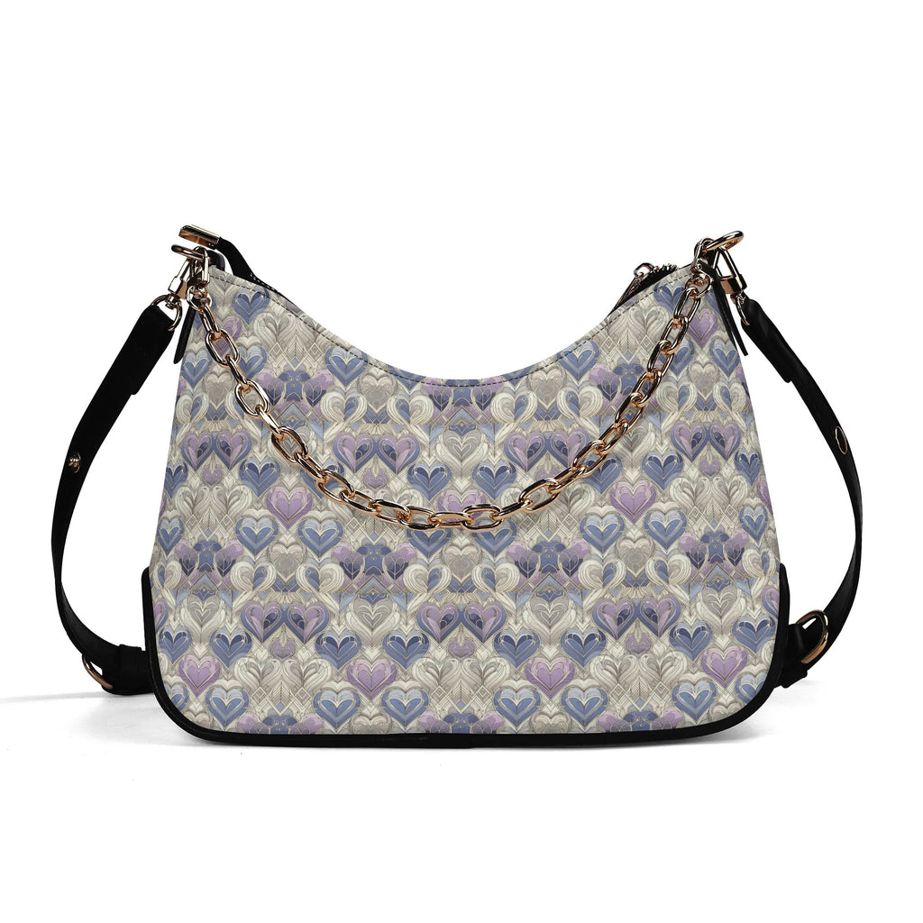 Women's Periwinkle Hearts Leather Shoulder Bag