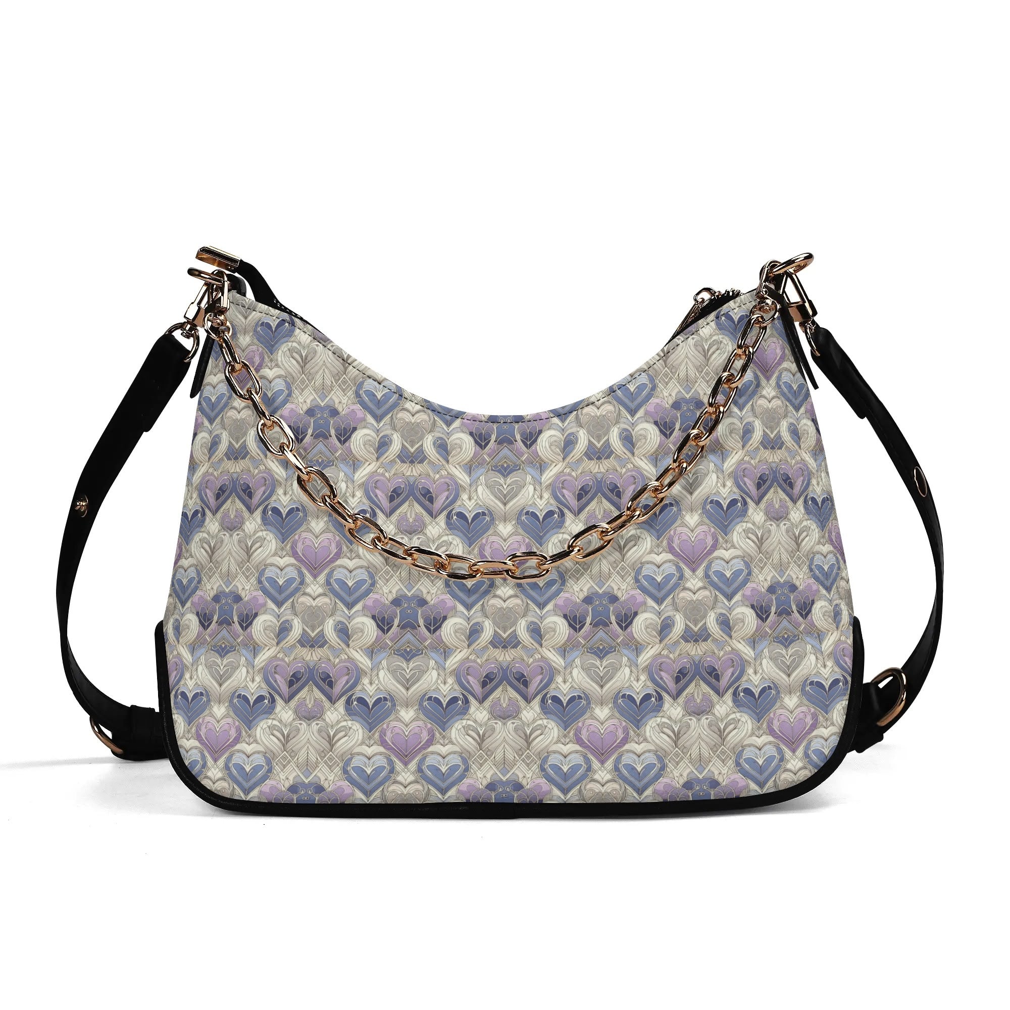 Women's Periwinkle Hearts Leather Shoulder Bag