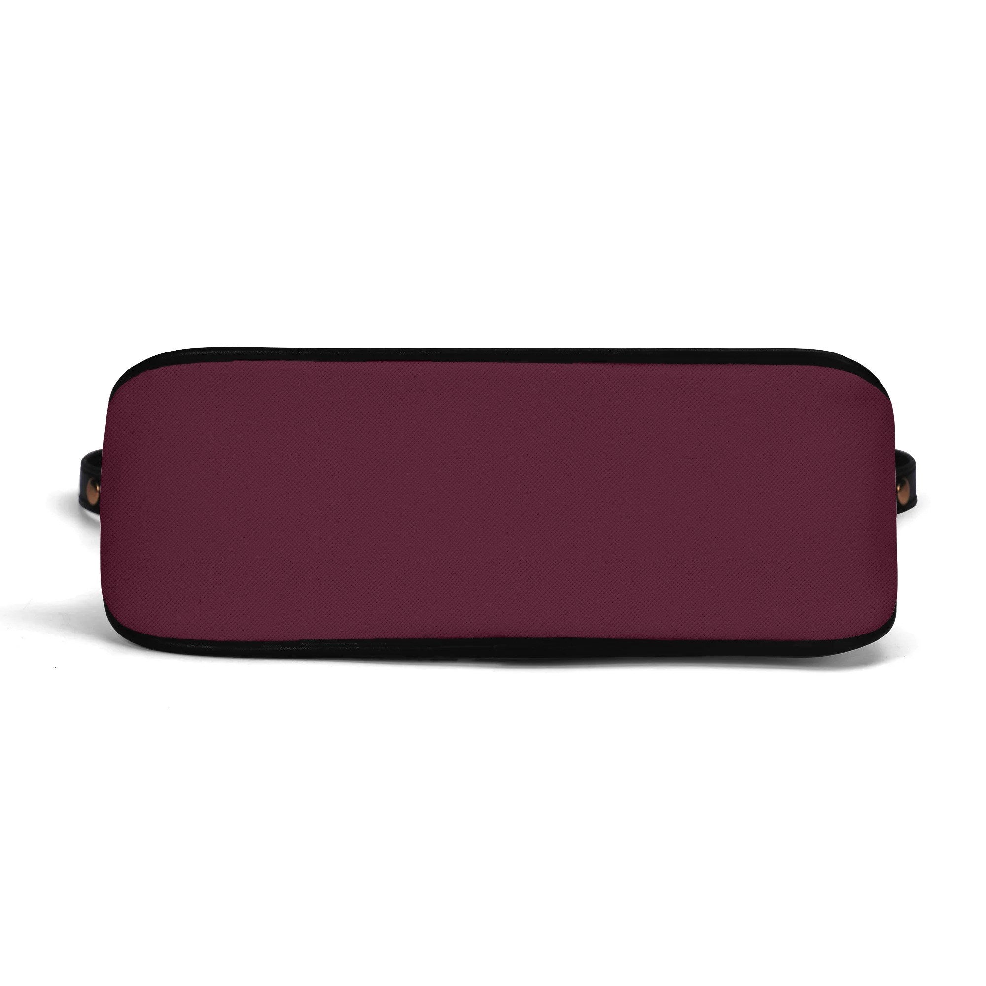 Maroon pouch with black trim on a white background