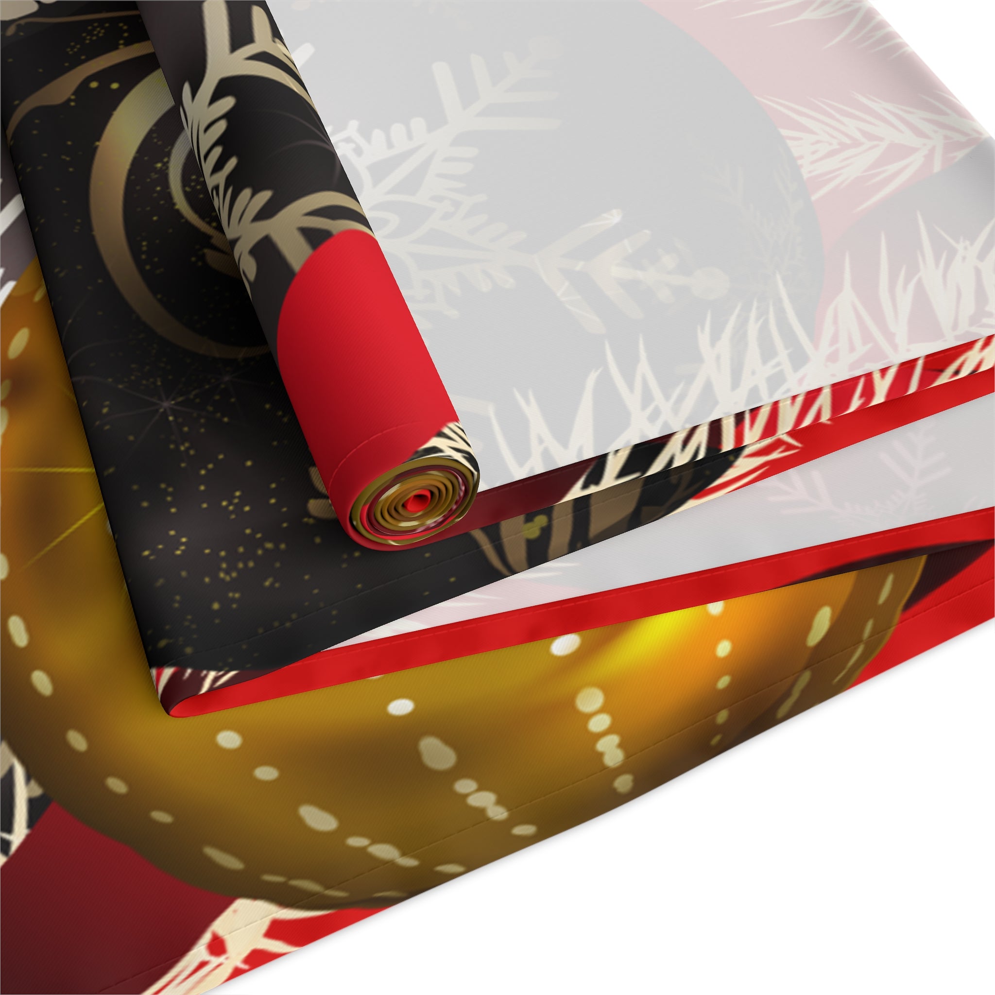 Christmas Ornaments Red Table Runner