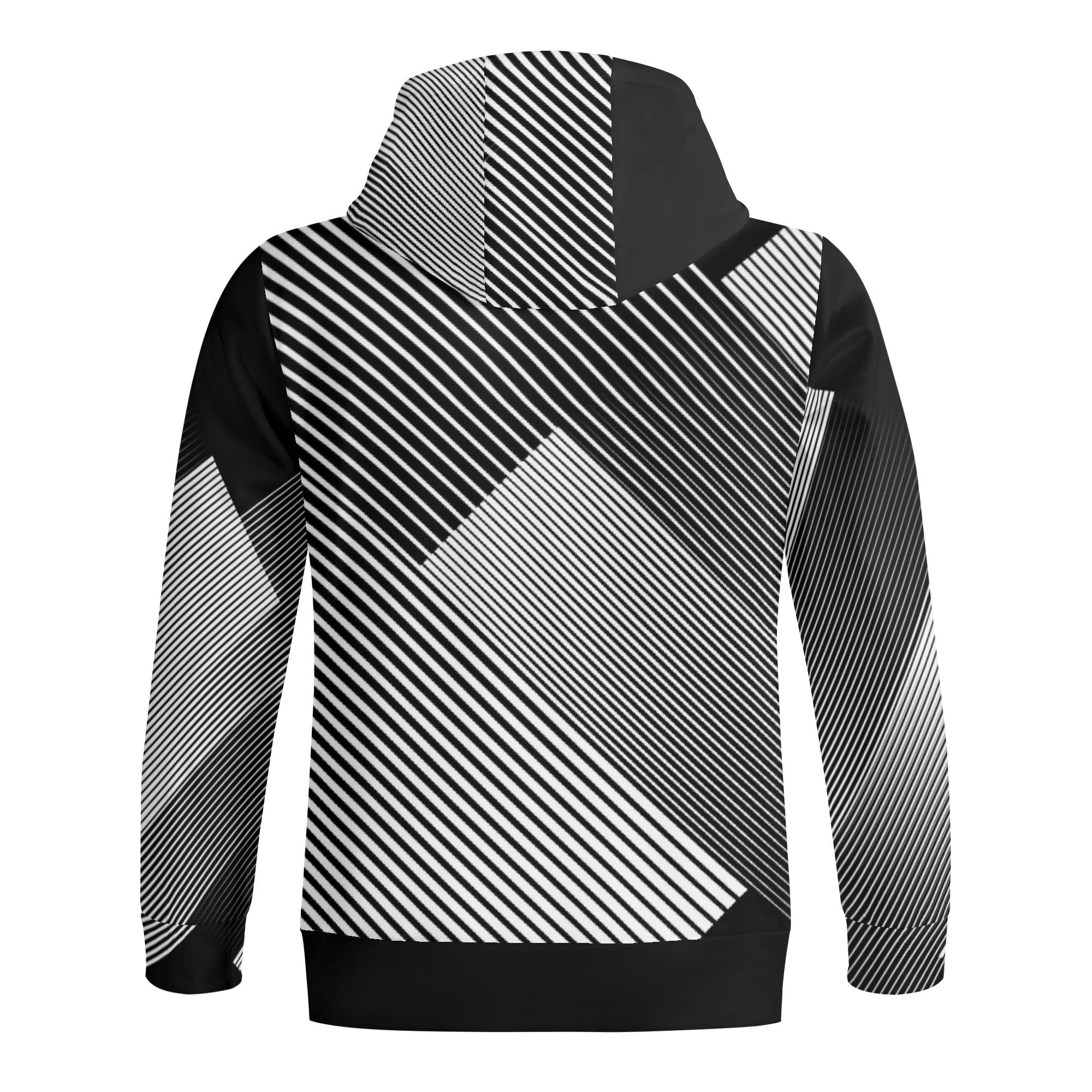 Black and white striped hoodie on a white background