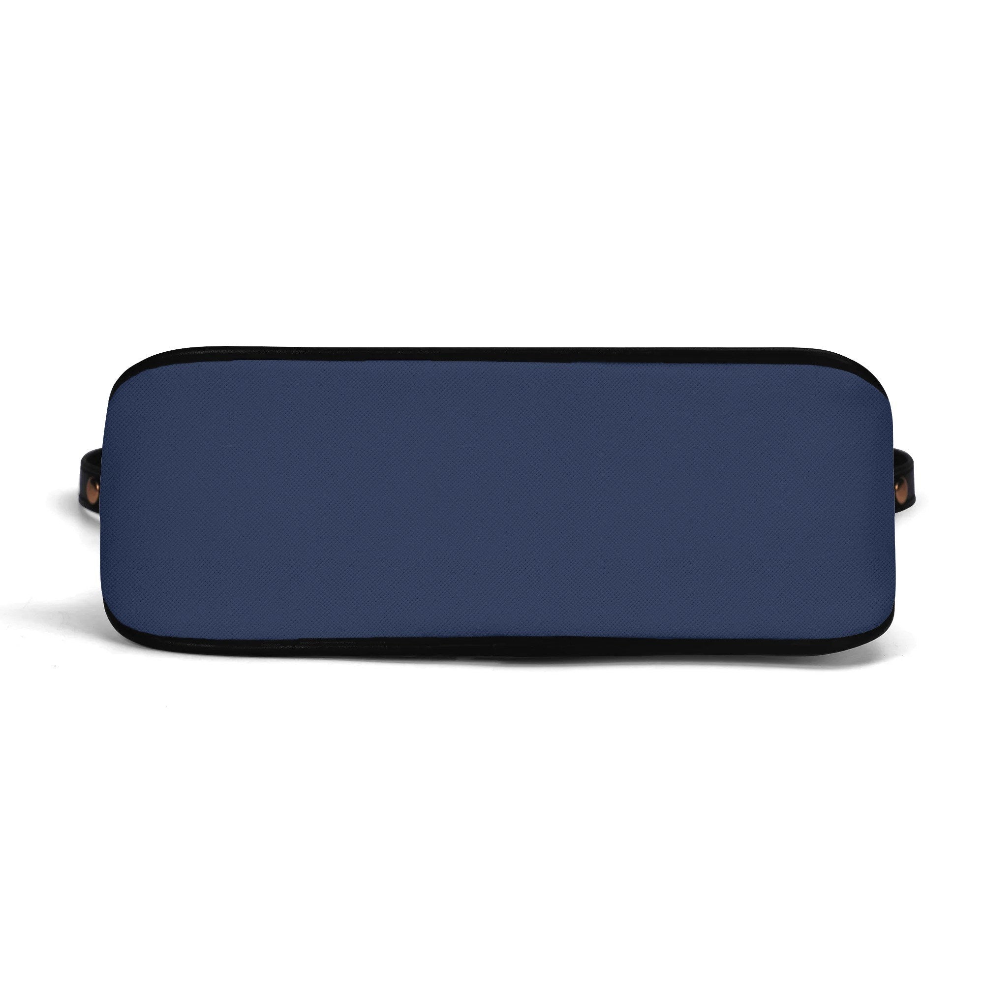Navy blue rectangular pouch with black edges on a white background
