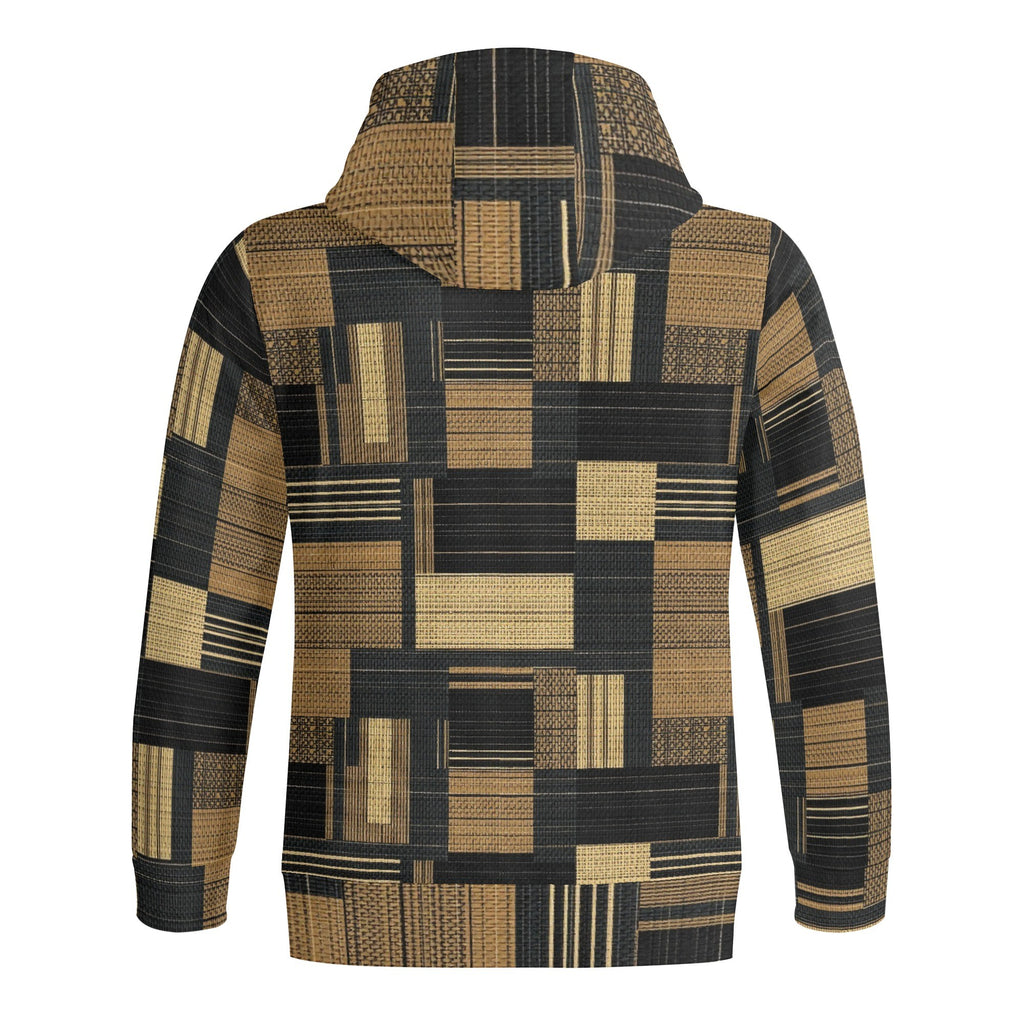 Patterned jacket shown from the back on a white background