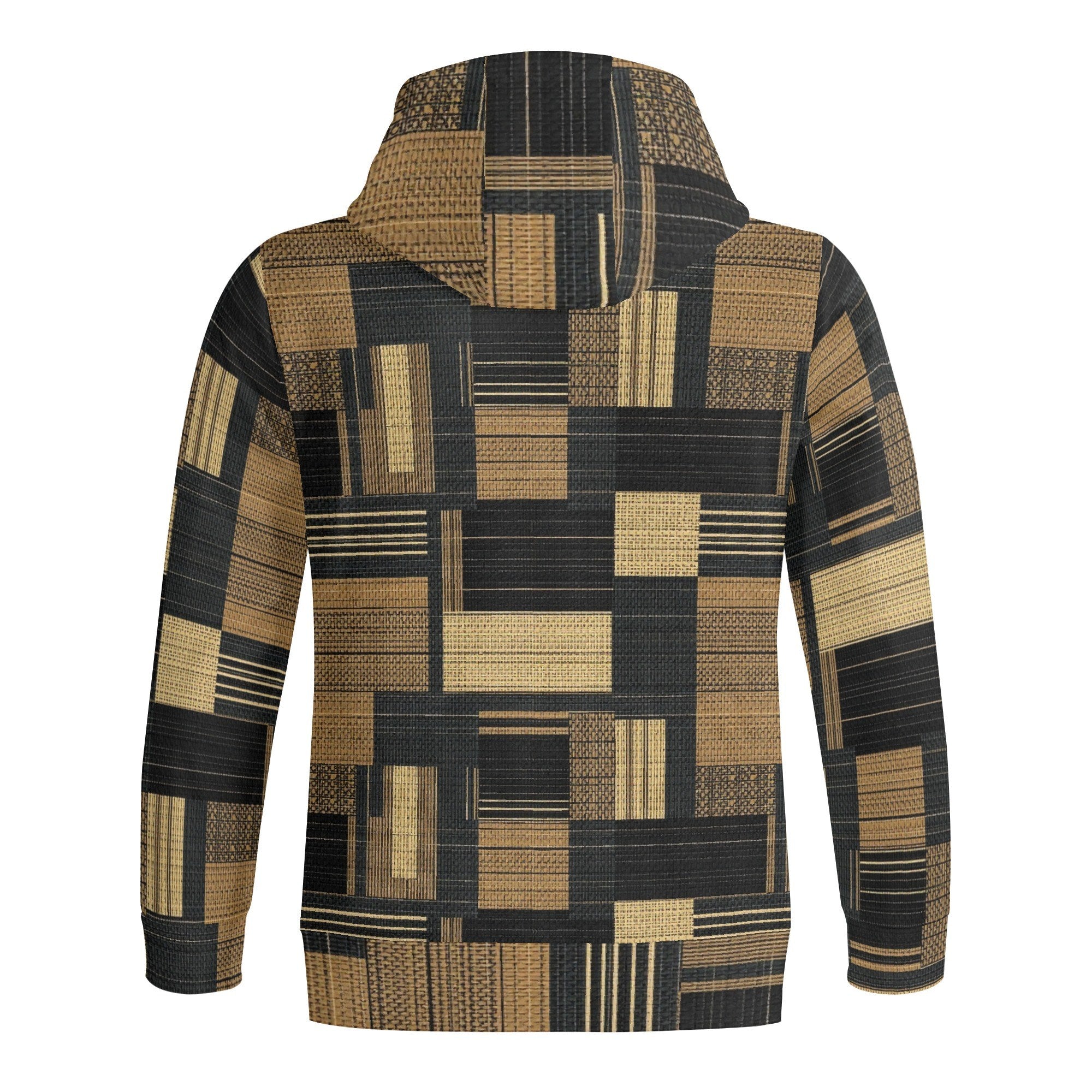 Patterned jacket shown from the back on a white background