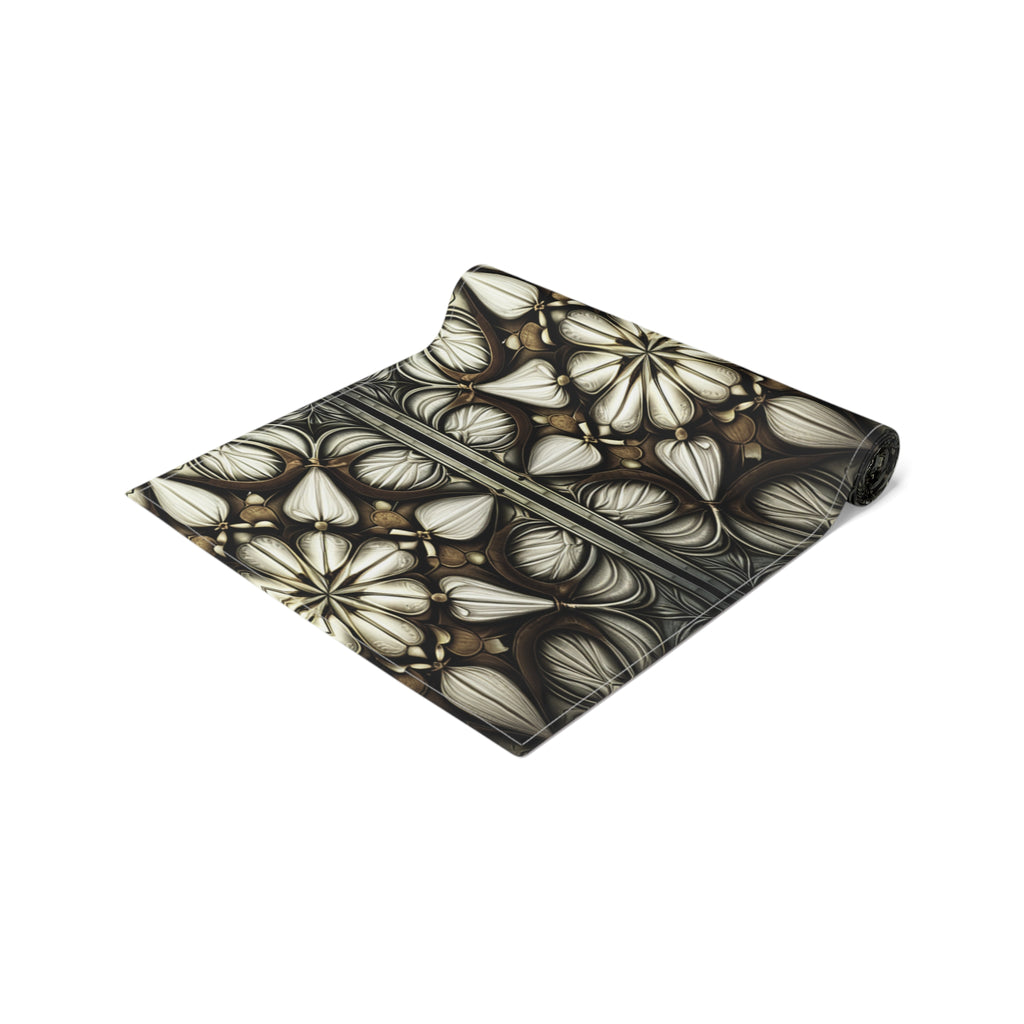 Ivory Brown Art Deco Pattern Table Runner